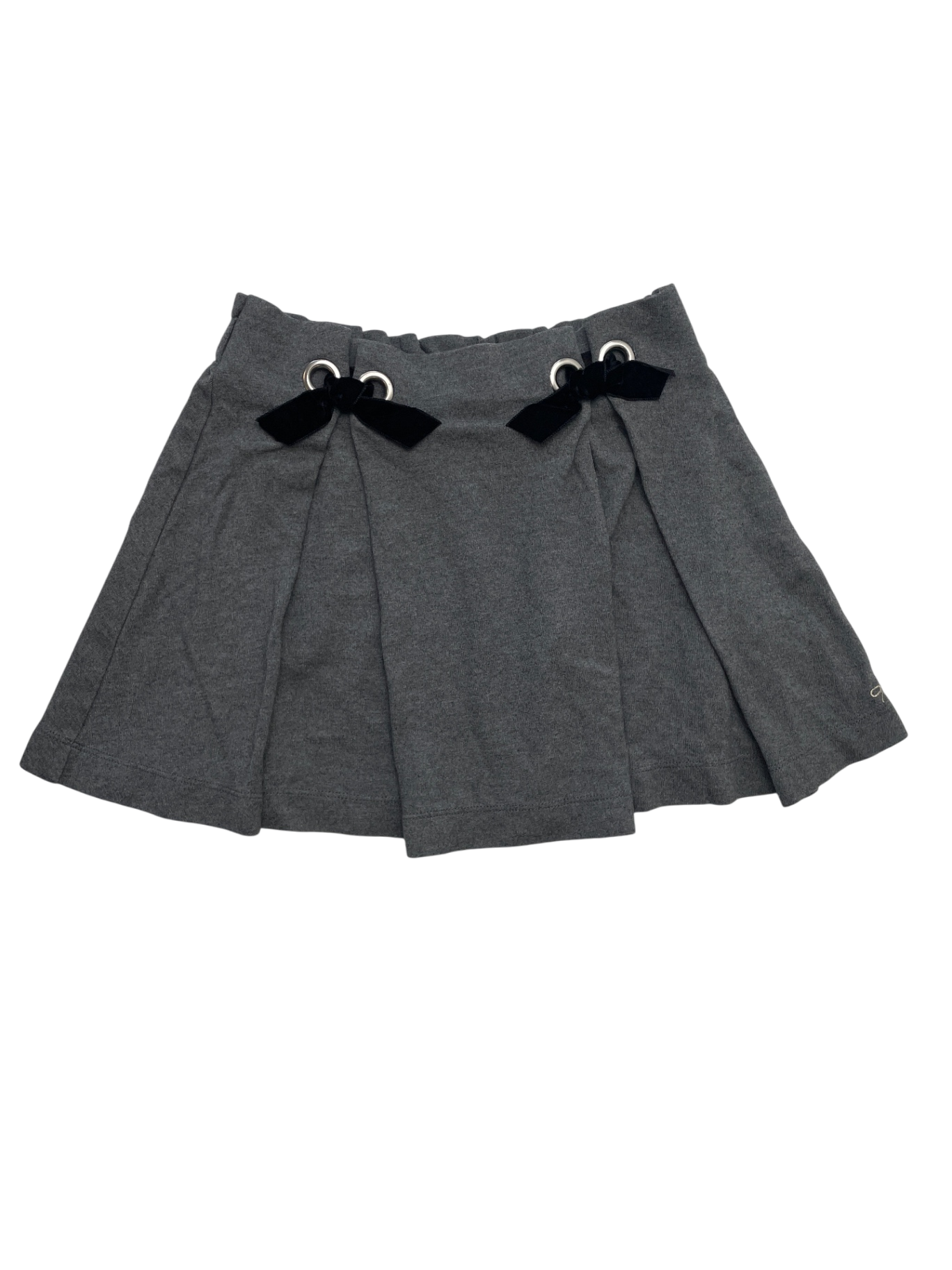Lili Gaufrette Skirt - Gray Pleated + Grommets w/ Bows | size 8