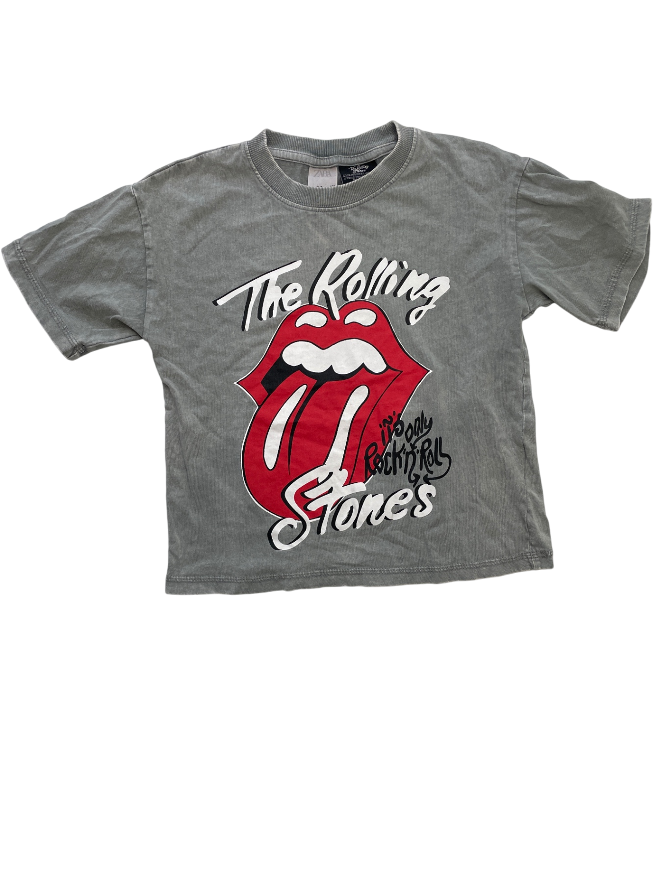 Zara T-Shirt - Gray The Rolling Stones Logo | size 6/7