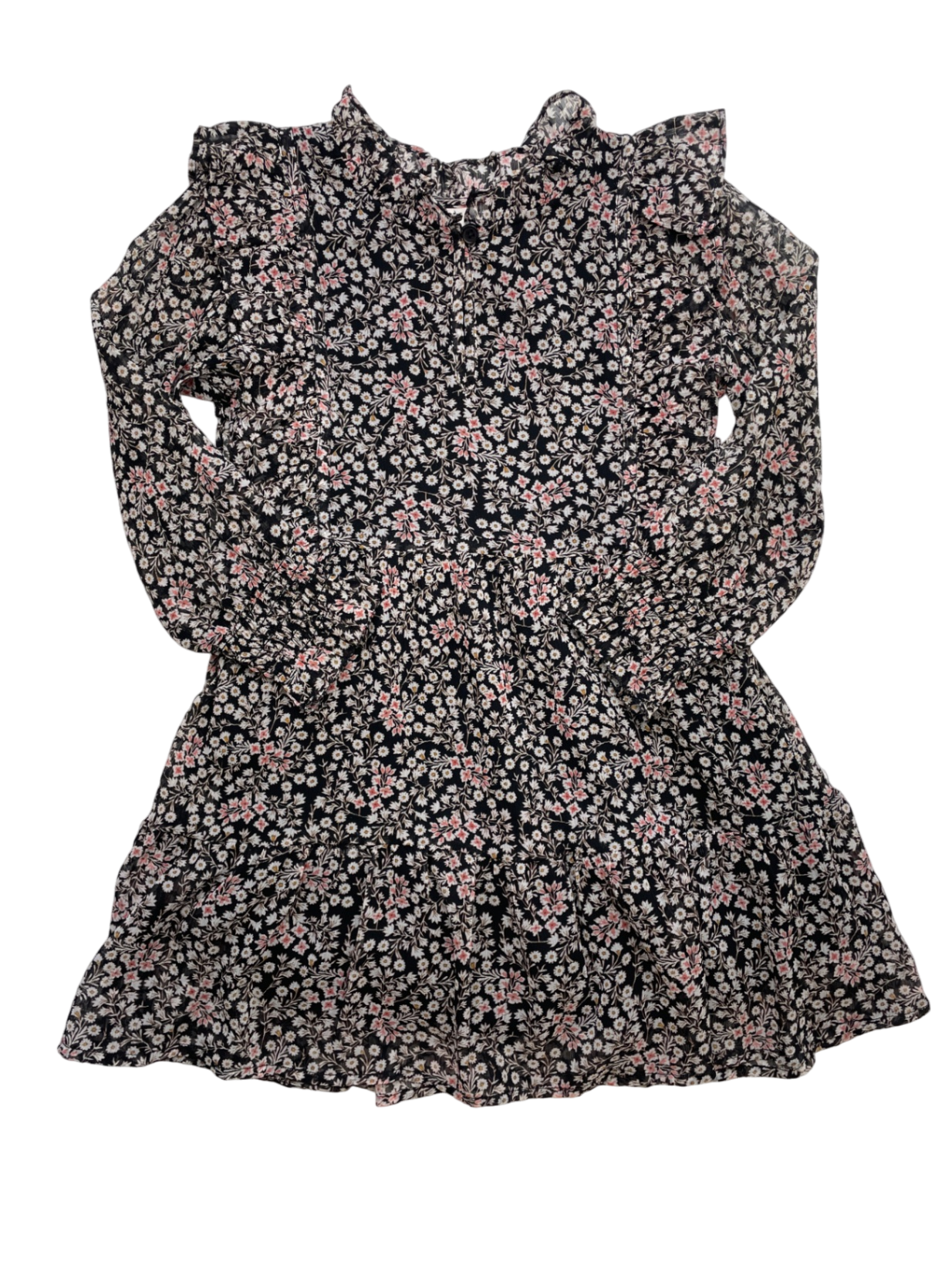 Laura Ashley Dress - Black Floral Long Sleeve Keyhole | size 4T