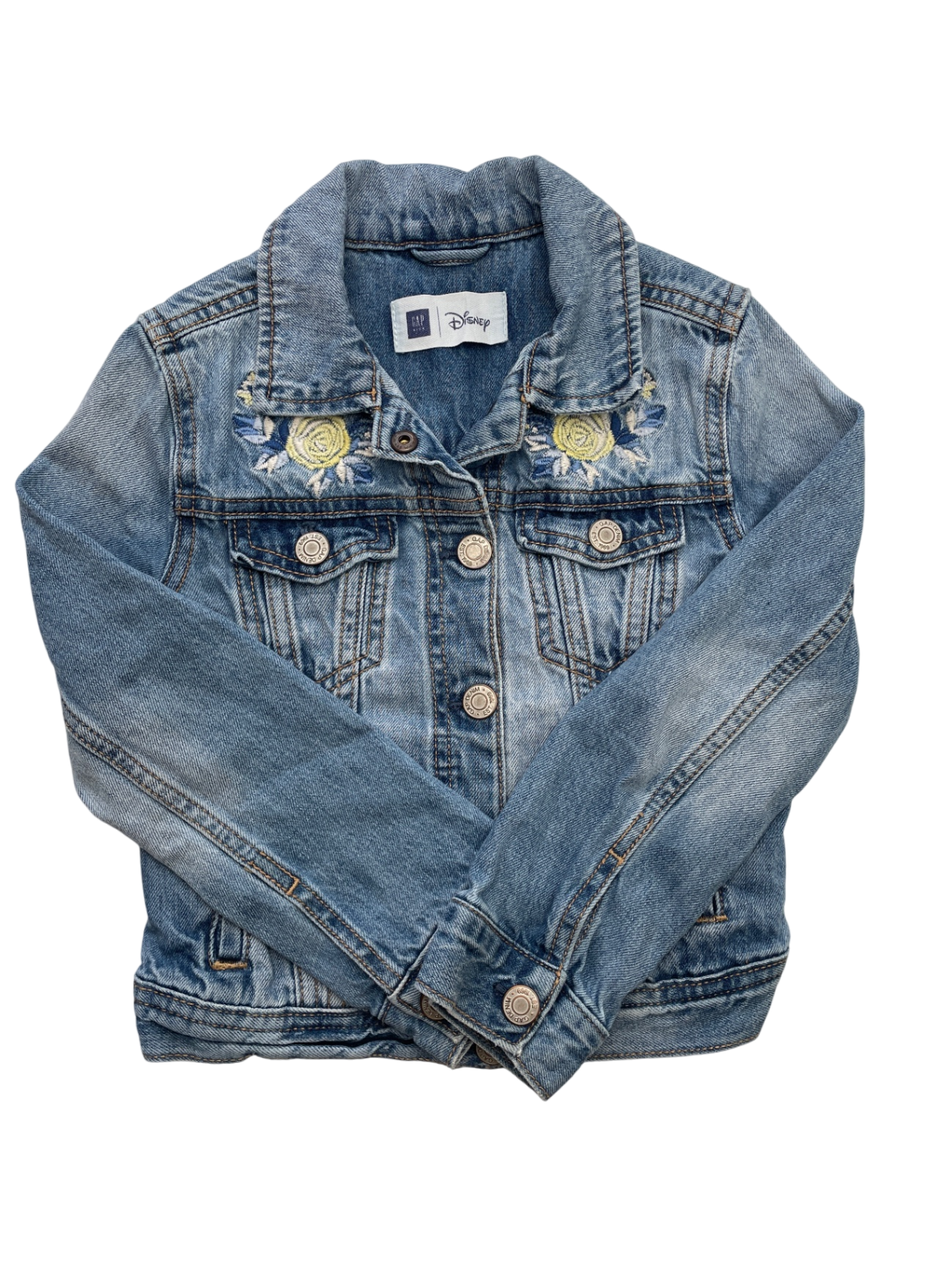 GapKids Jacket - Blue Disney Belle + Flower Embroidery | size 6/7