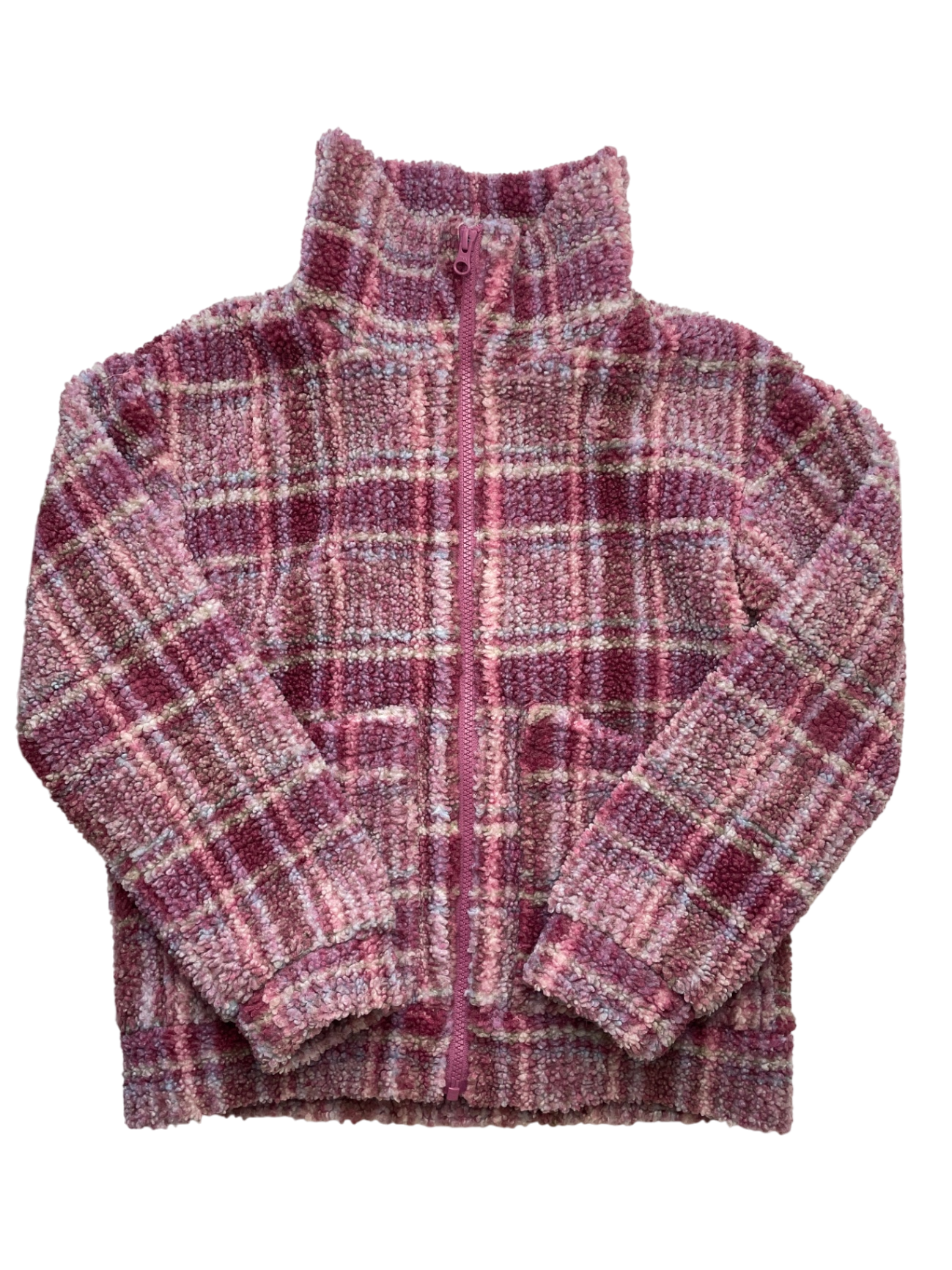 Treasure and Bond Jacket - Purple Plaid Fleece Full Zip | size 10/12