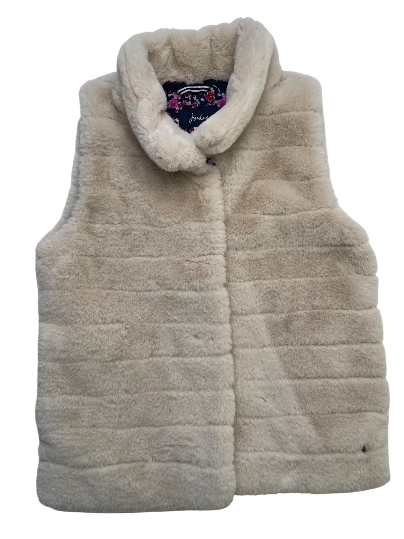 Joules Vest - Tan Faux Fur Striping | size 7/8