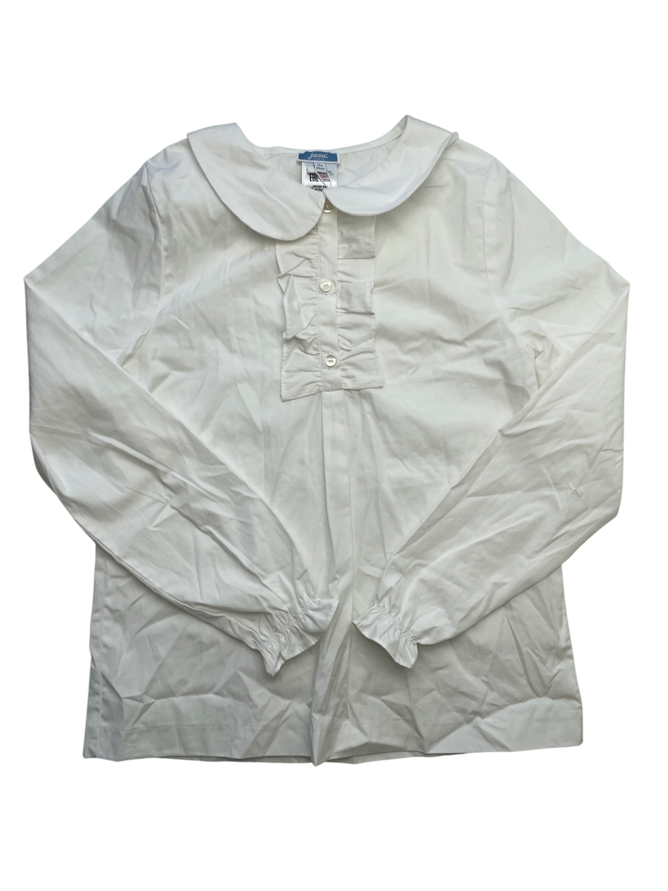 Jacadi Shirt - White Long Sleeve Blouse Peter Pan Collar | size 12