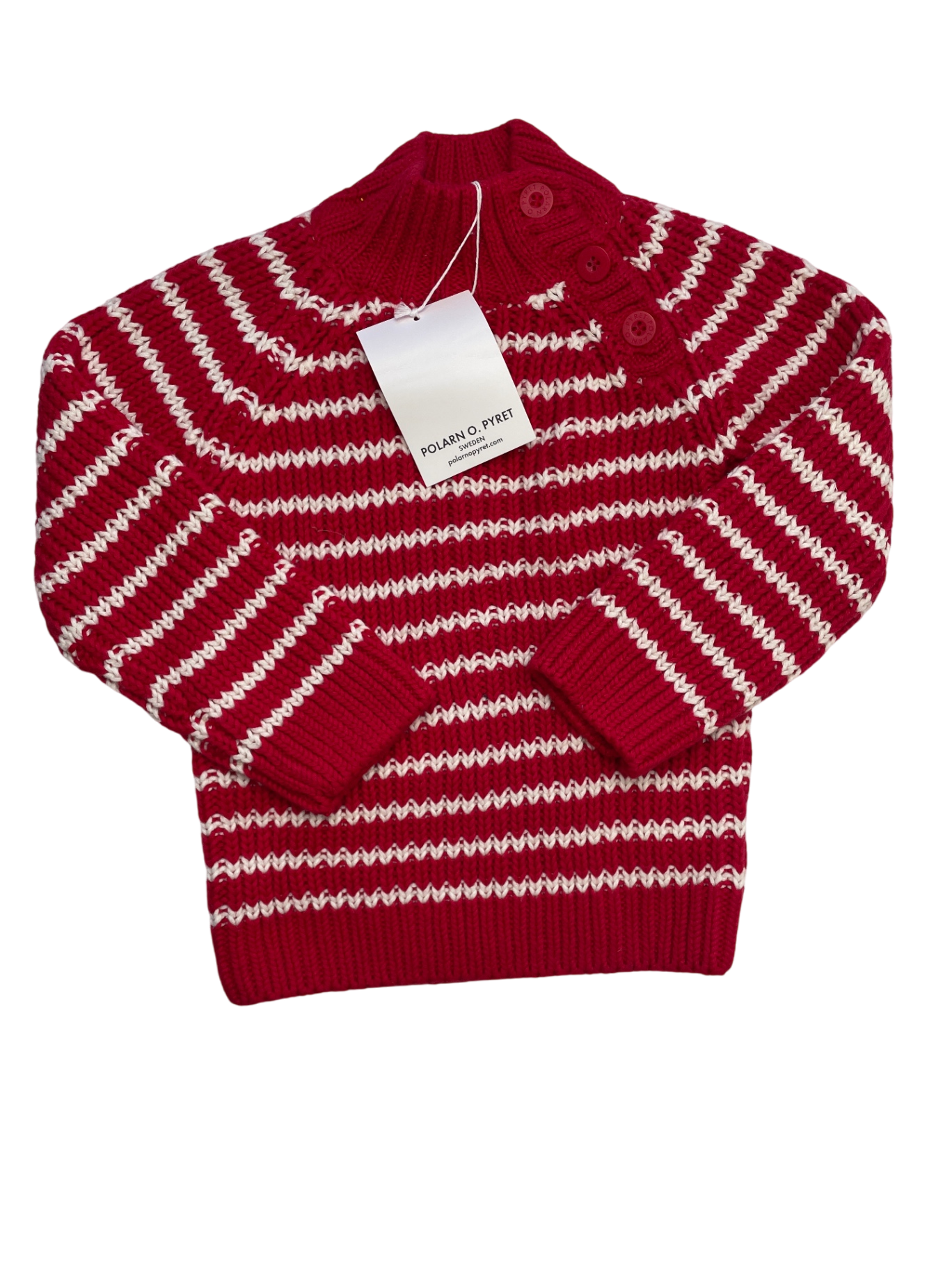 Polarn O. Pyret Sweater - Red Striped Knit | size 18 - 24 Months