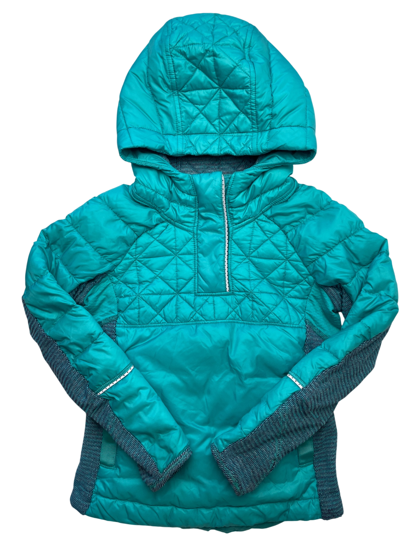 Ivivva Jacket - Blue Puffer 1/4 Zip w/ Hood | size 4T