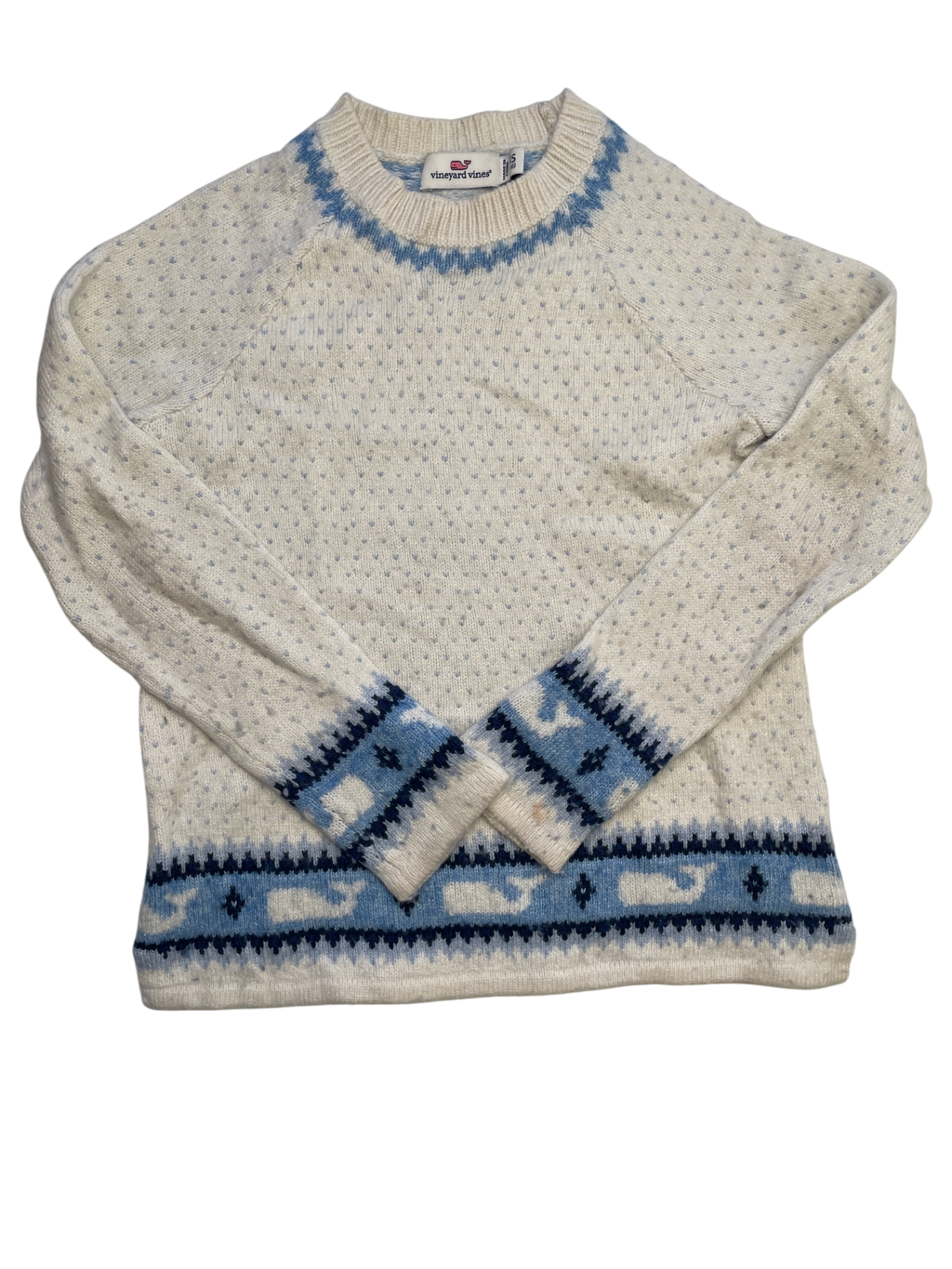 Vineyard Vines Sweater - White Polka Dot + Whale Pattern | size 5T/6