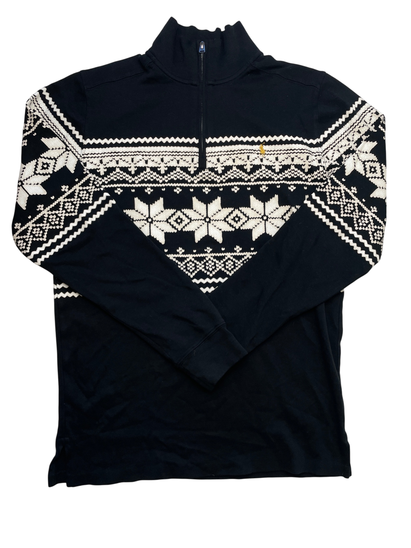 Polo Ralph Lauren Sweatshirt - Black Snowflake Print 1/4 Zip | size 18/20
