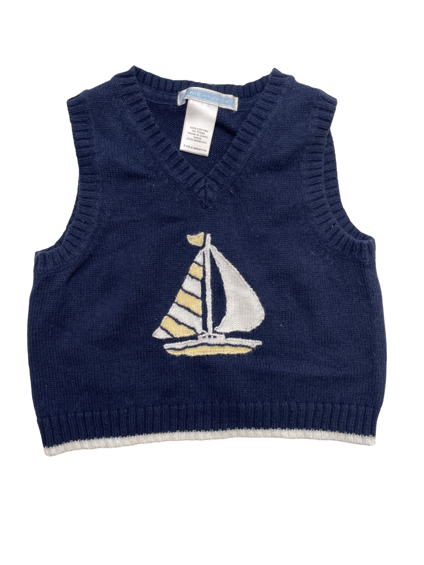 Janie and Jack Sweater - Navy Blue Sailboat Vest | size 3 - 6 Months