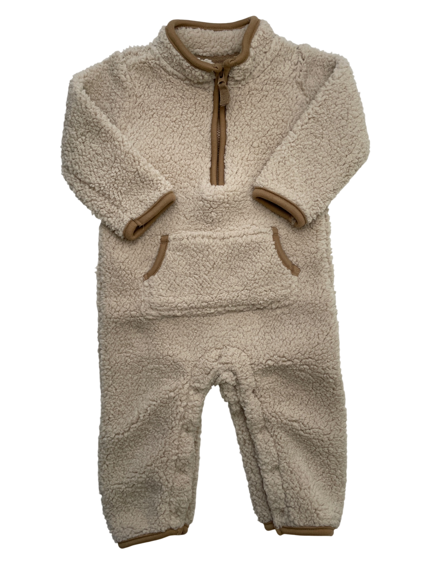 Carter's Onesie - Brown Sherpa Front Pocket | size 9 Months