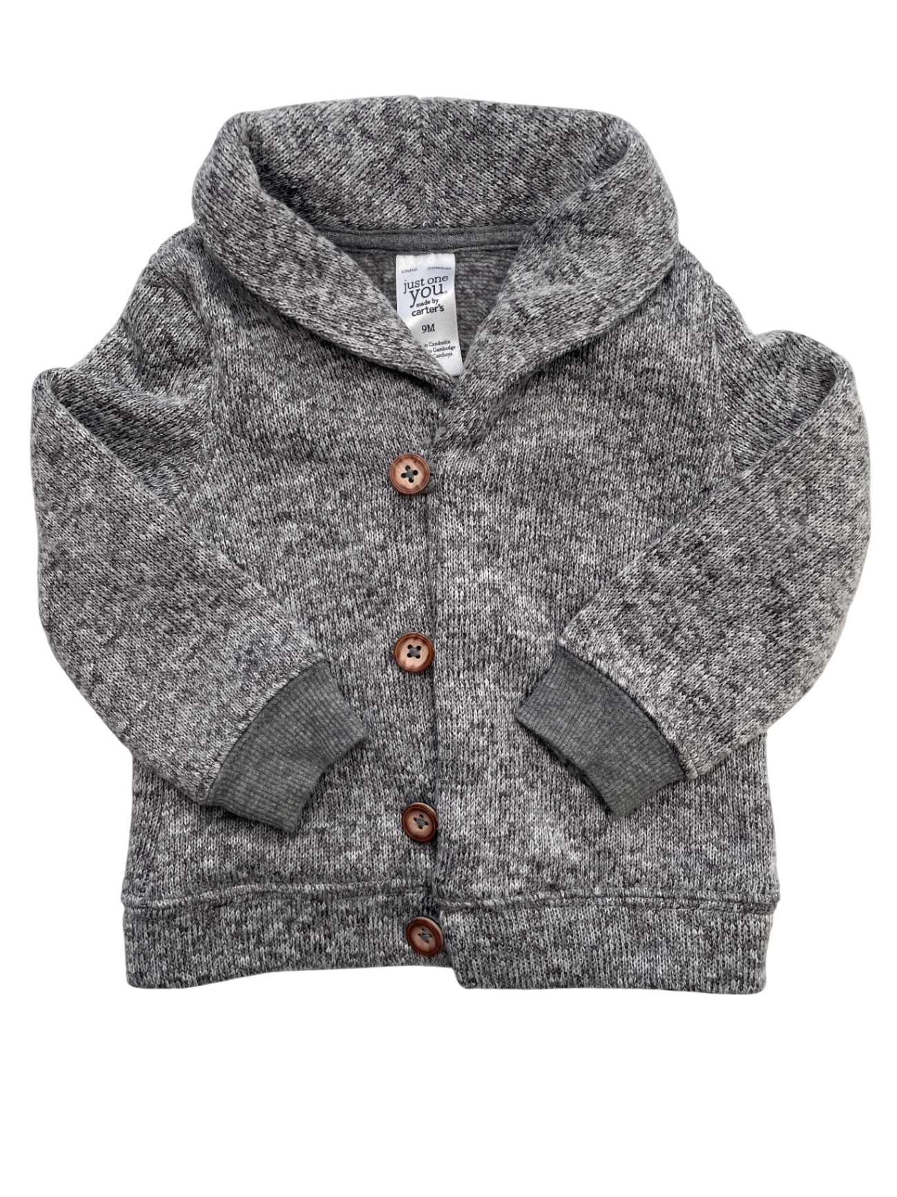 Carter's Sweater - Gray Knit Button Up w/ Collar | size 9 Months