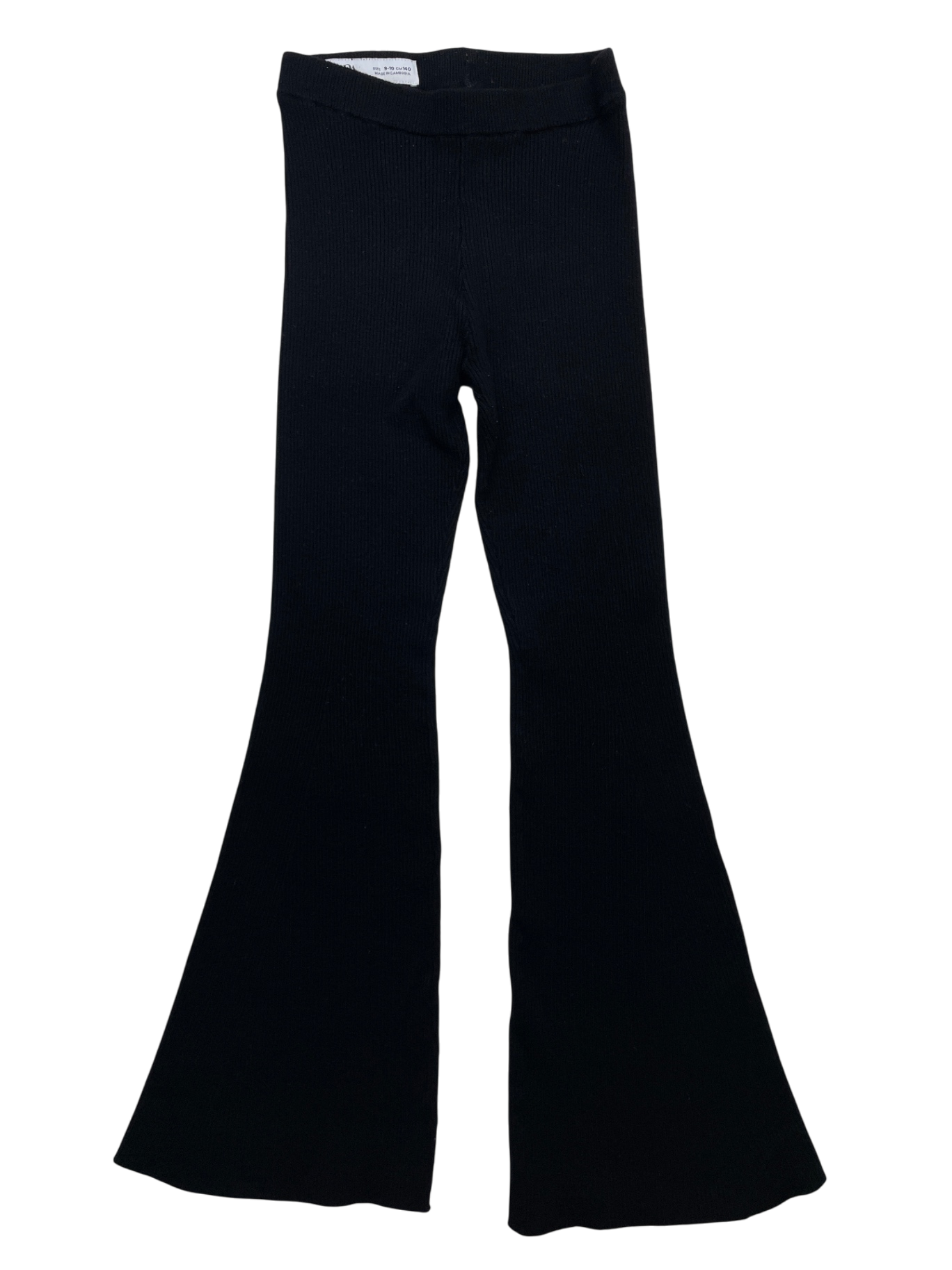 Zara Leggings - Black Ribbed Flare Solid | size 9/10
