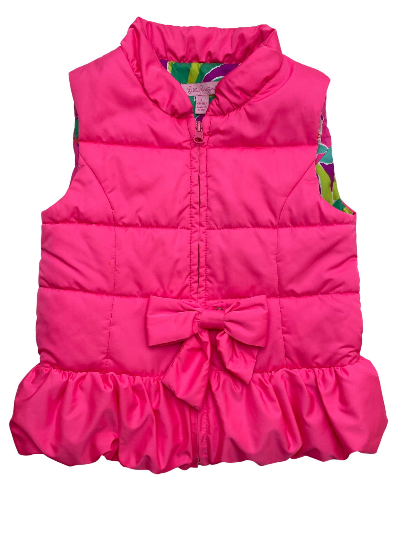Lilly Pulitzer Vest - Pink Puffer Bow + Ruffle | size 8/10
