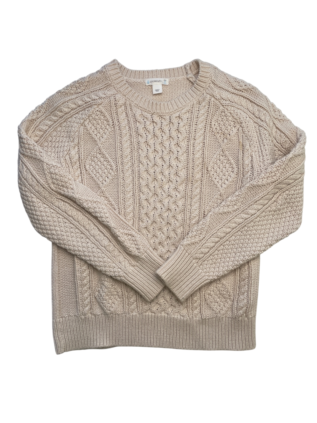 Crewcuts Sweater - Tan Cable Knit | size 8/9