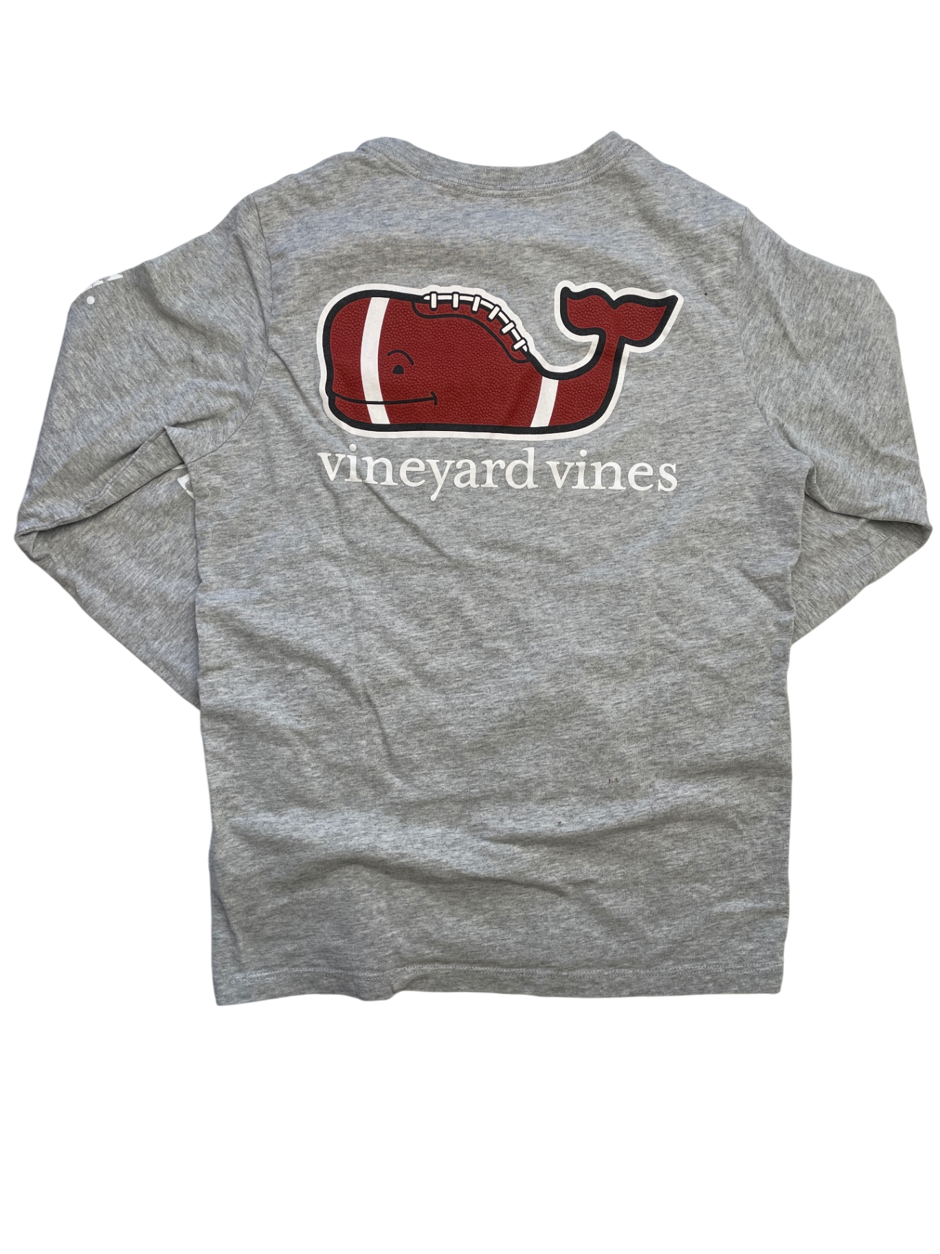 Vineyard Vines Long Sleeve T-Shirt - Gray Football Graphic | size 8/10