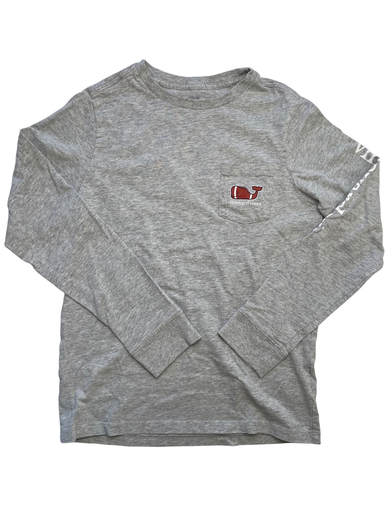 Vineyard Vines Long Sleeve T-Shirt - Gray Football Graphic | size 8/10