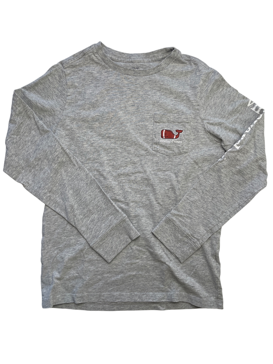 Vineyard Vines Long Sleeve T-Shirt - Gray Football Graphic | size 8/10