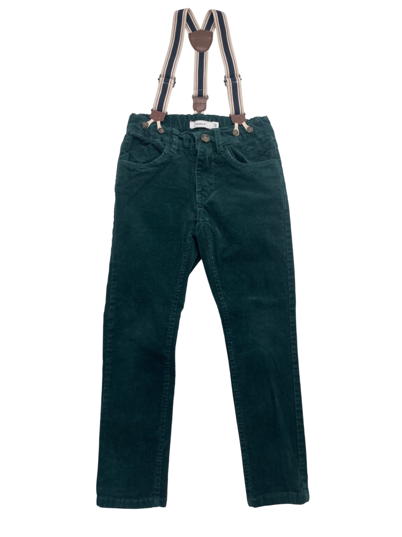 Name It Pants - Green Corduroy w/ Suspenders | size 6
