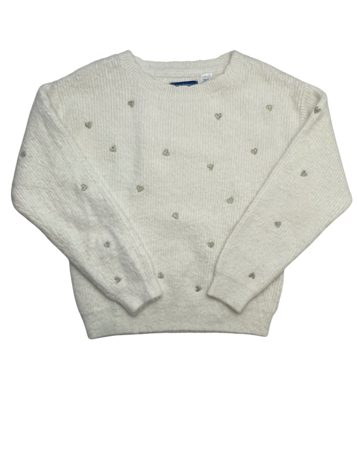 Okaidi Sweater - White Metallic Hearts | size 6