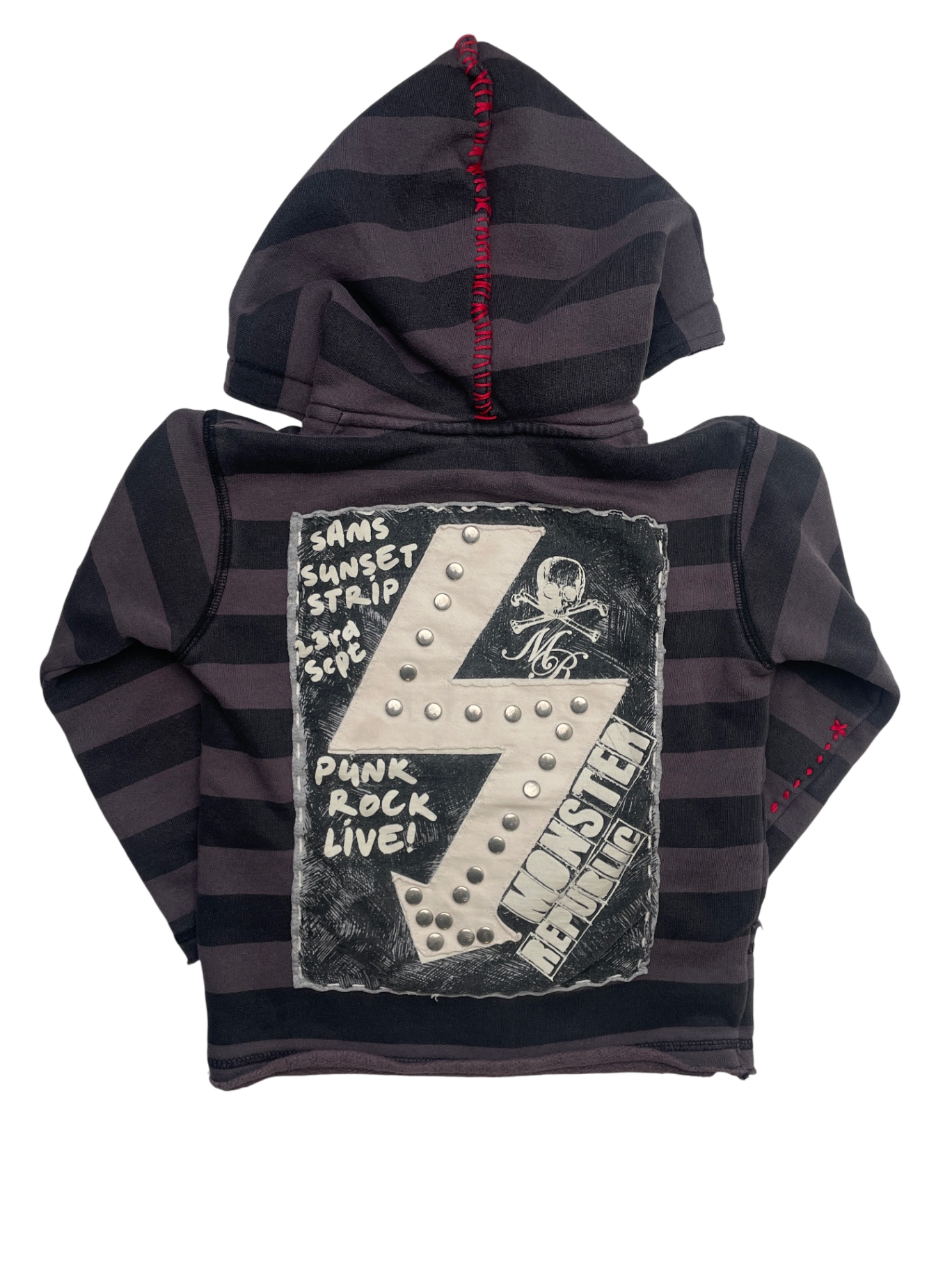Monster Republic Sweatshirt - Gray Striped 'Punk Rock' Full Zip Hoodie | size 4T
