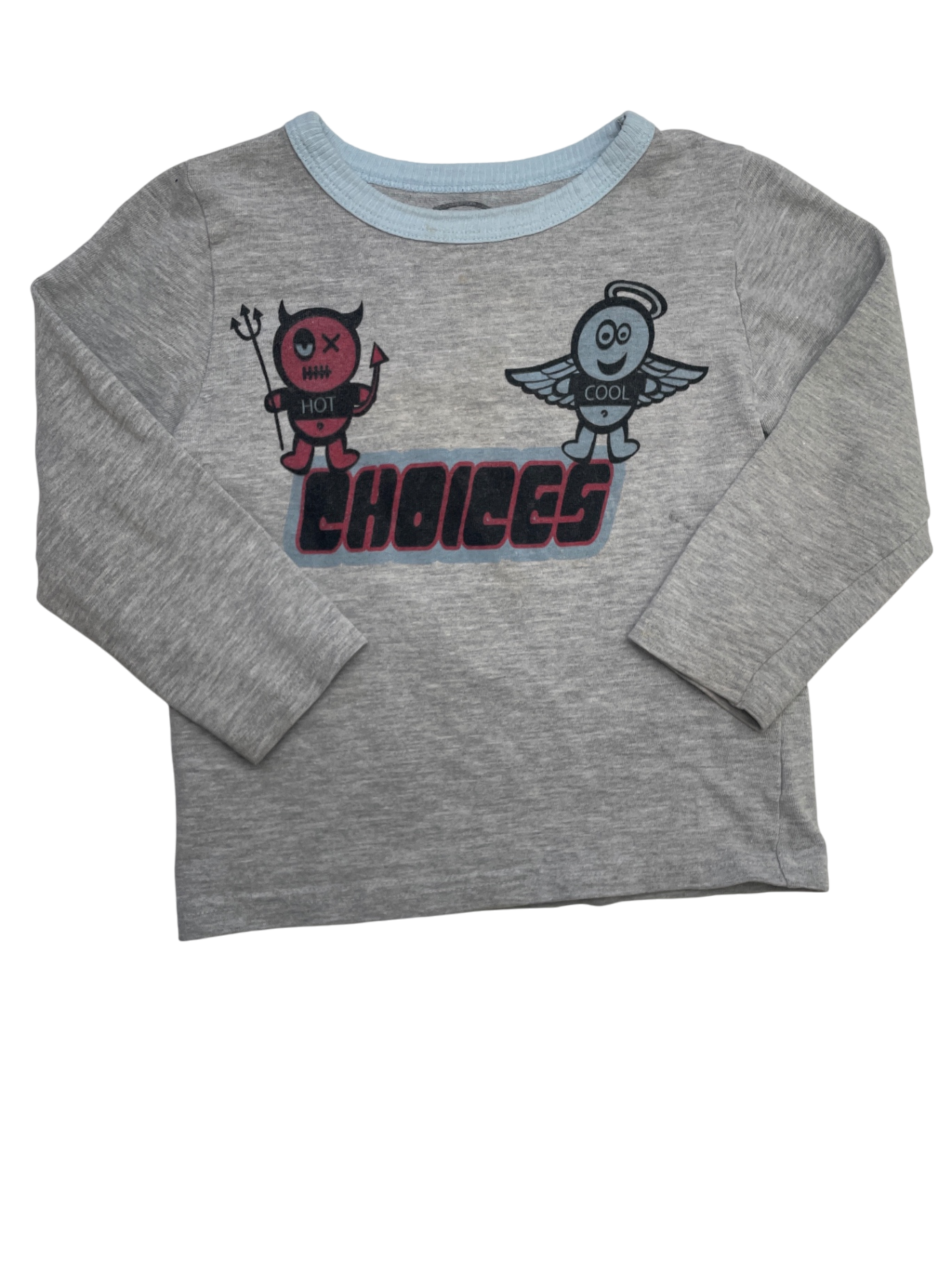 CC & Ray Long Sleeve T-Shirt - Gray 'Choices' Angel/Devil | size 4T