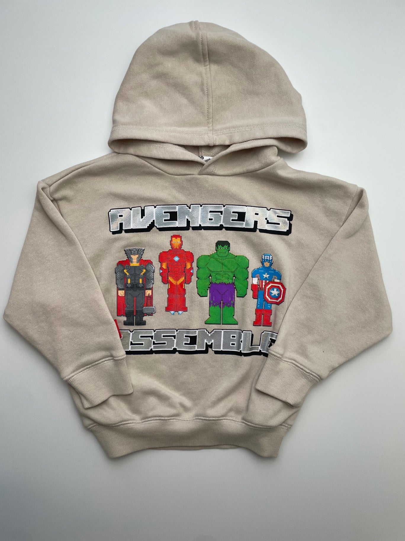 Cotton-On Marvel Sweatshirt - Tan Avengers Graphic Hoodie | size 5T