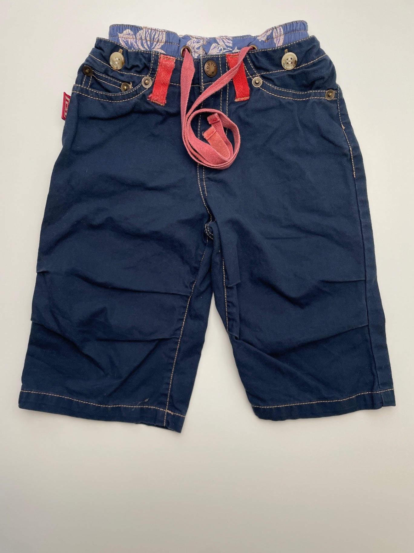 Toppie Pants - Navy Blue Double Waist Straight Leg Cargo | size 2T