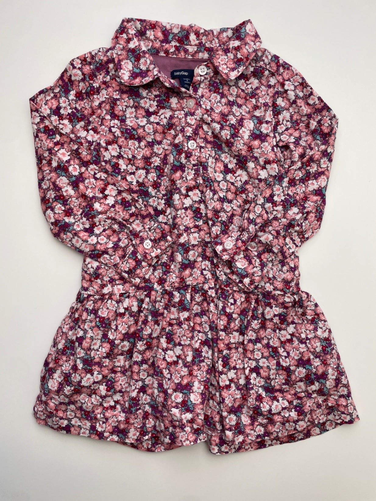 Baby Gap Dress - Pink Floral Button Up