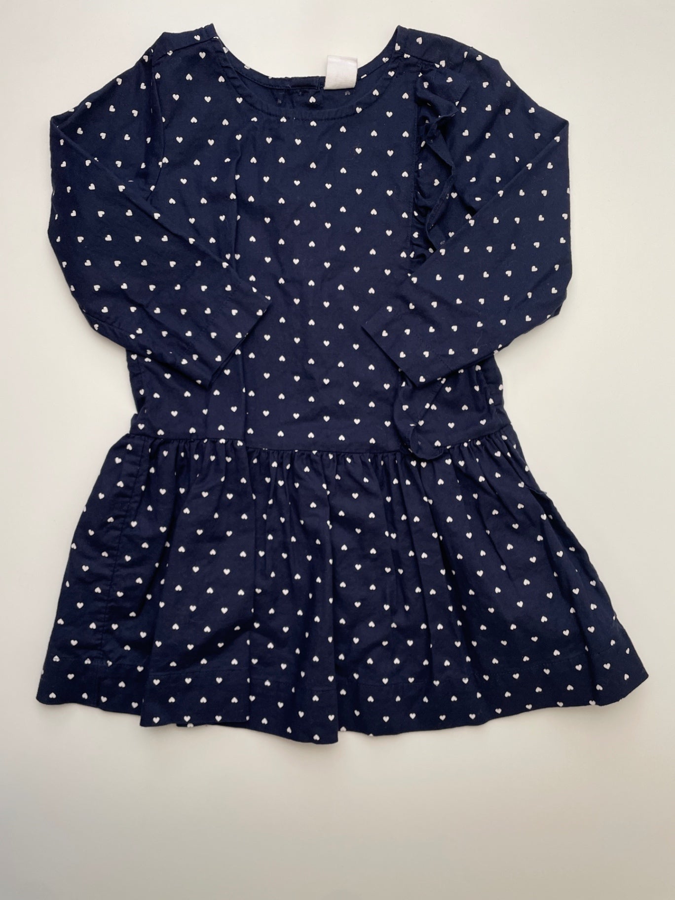 Baby Gap Dress - Navy Blue Long Sleeve Hearts Pattern | size 3T