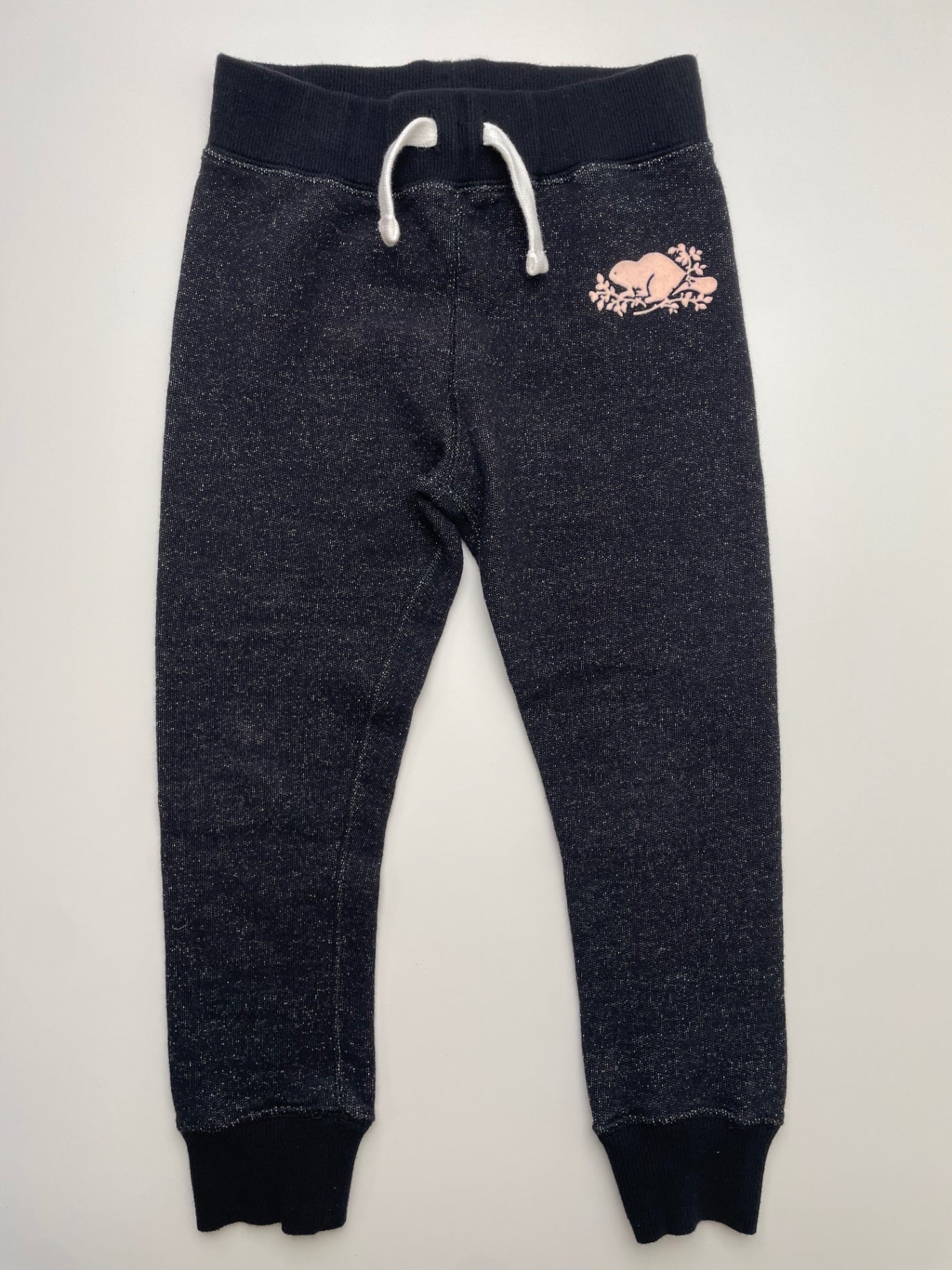 Roots Sweatpants - Black Pink Logo Tie Waist Jogger | size 5T