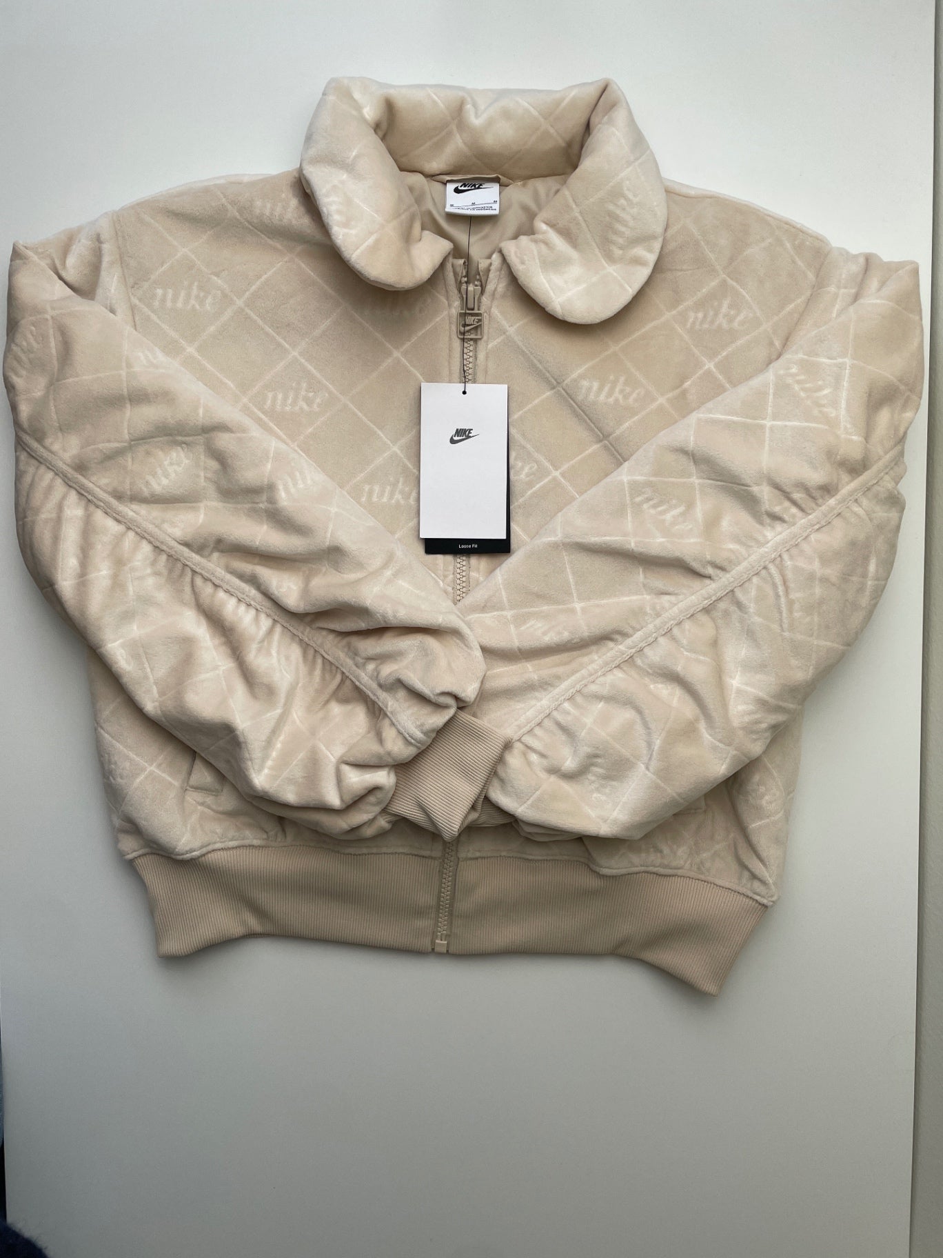 Nike Jacket - Tan Embossed Fleece Zip Up | size 10/12