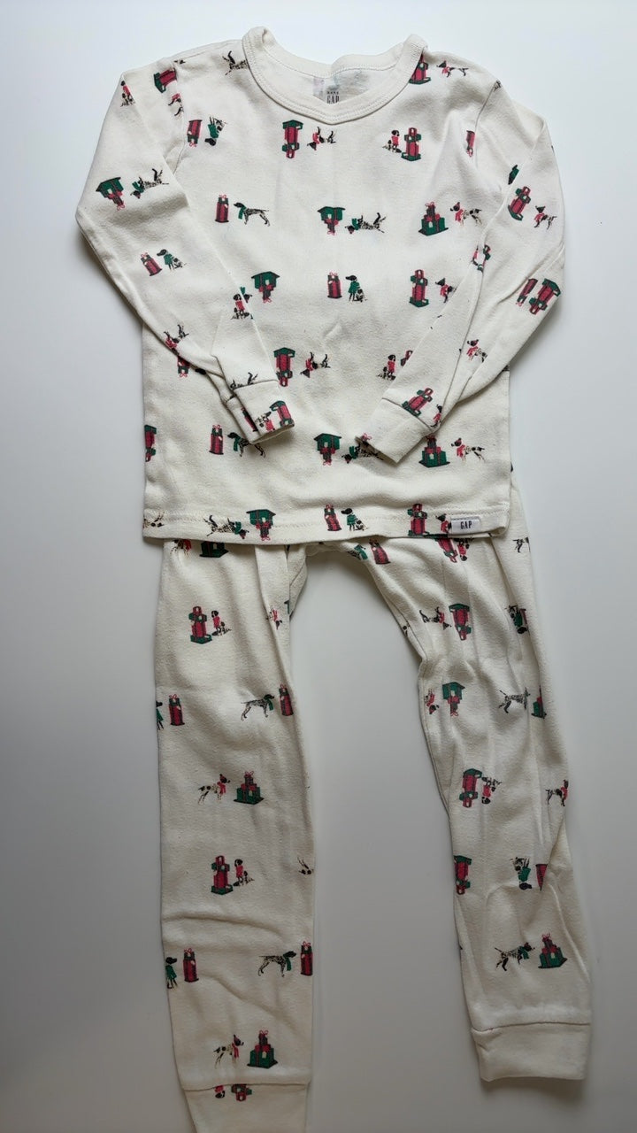 BabyGap Pajamas - White Holiday Present & Dog Pattern- Organic | size 5T