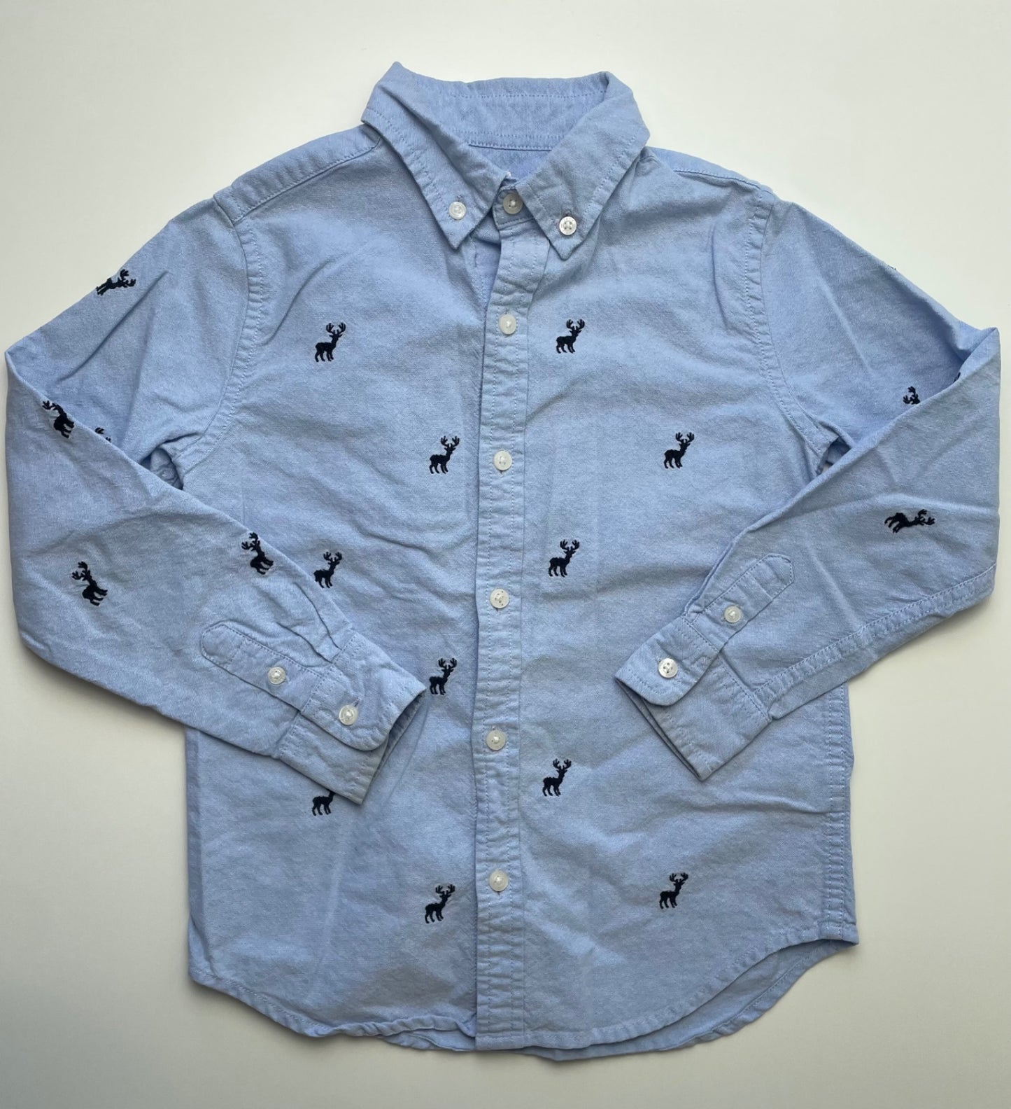 Janie and Jack Shirt - Chambray with Embroidered Deer | size 6