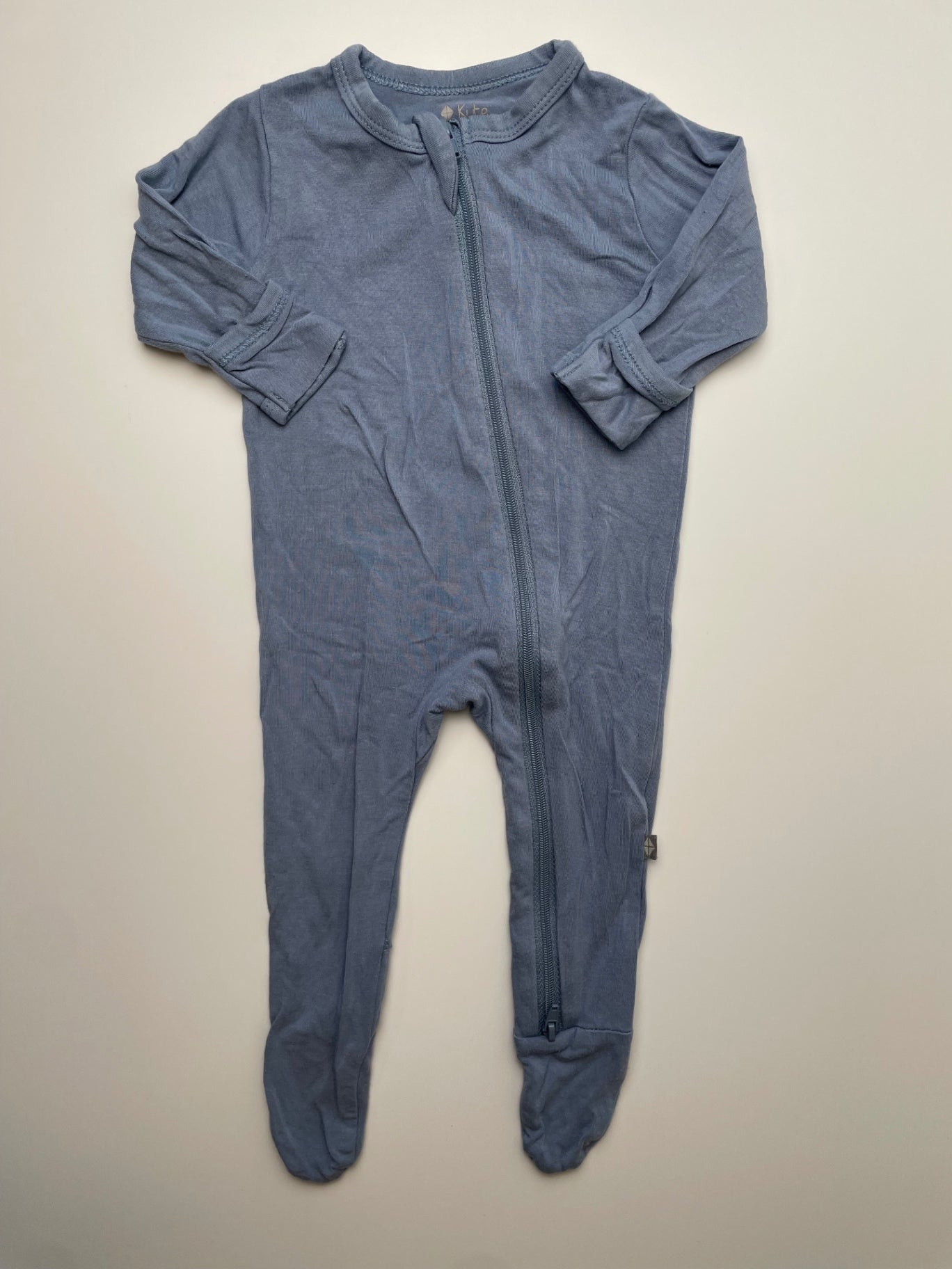 Kyte Onesie - Blue Solid Full Zip | size 0 - 3 Months