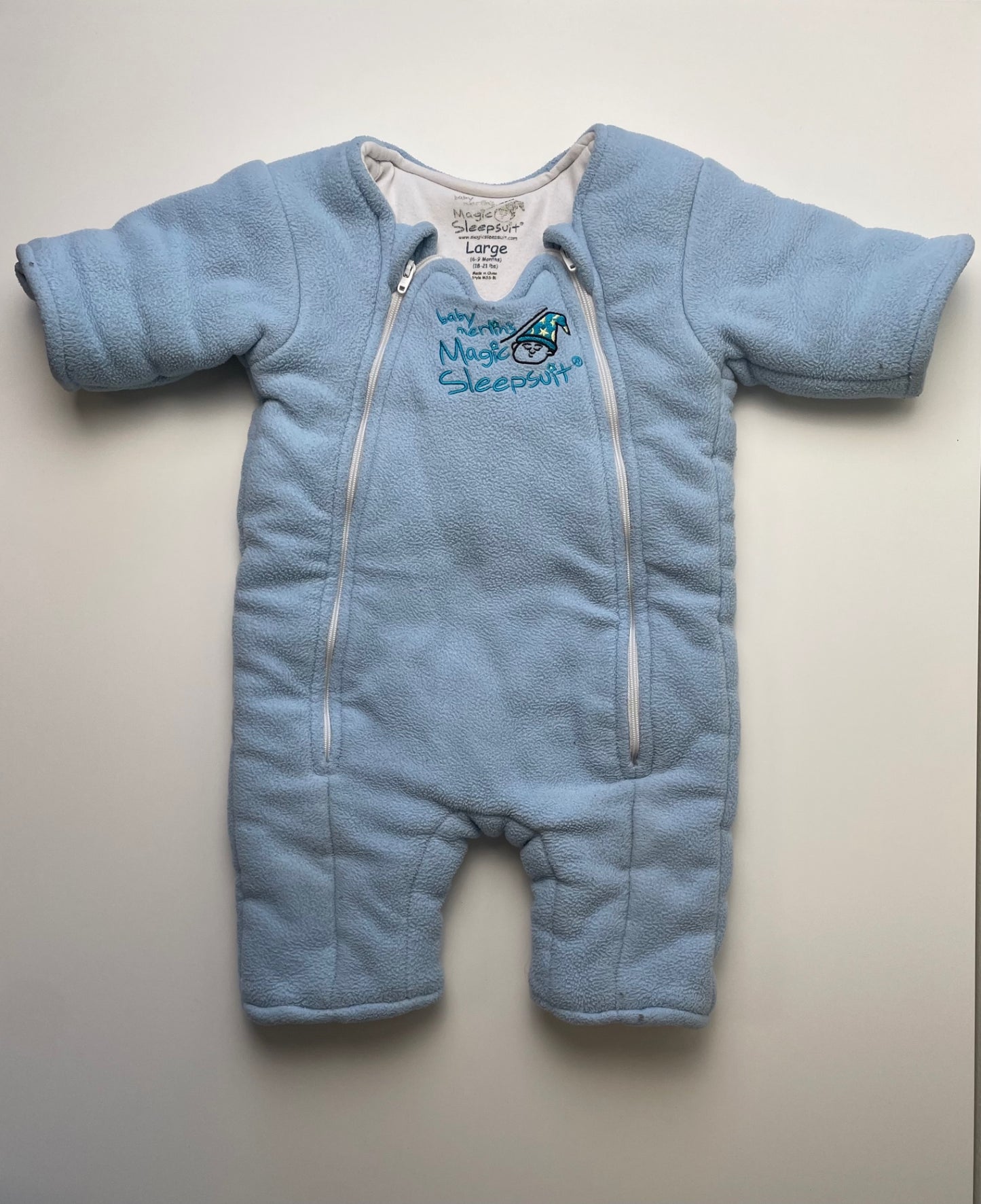 Baby Merlin Sleepsuit - Blue Fleece Padded Onesie | size 6 - 9 Months