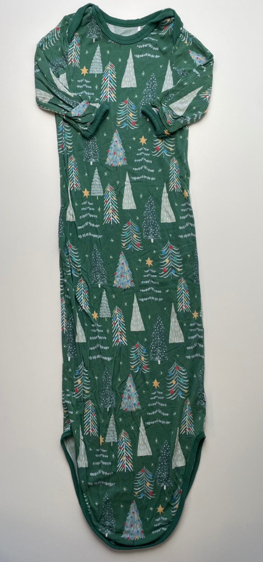 Little Sleepies Onesie - Green Christmas Tree Knotted Gown | size Newborn
