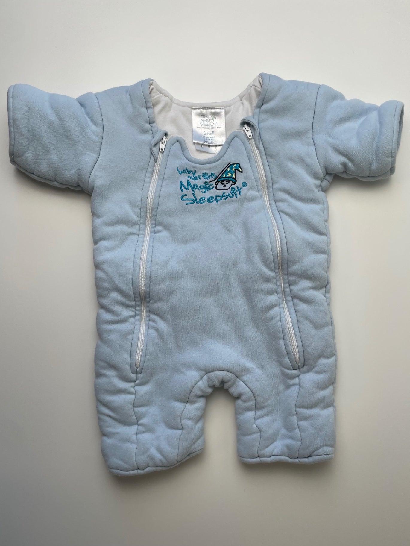 Baby Merlin Sleepsuit - Blue Padded Onesie 100% Cotton | size 3 - 6 Months