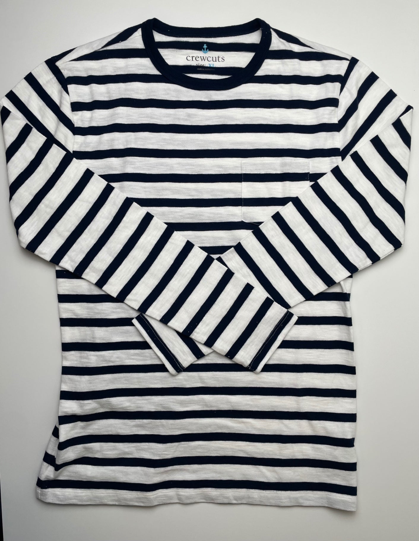 Crewcuts Long Sleeve T-Shirt - Navy Blue Striped | size 12