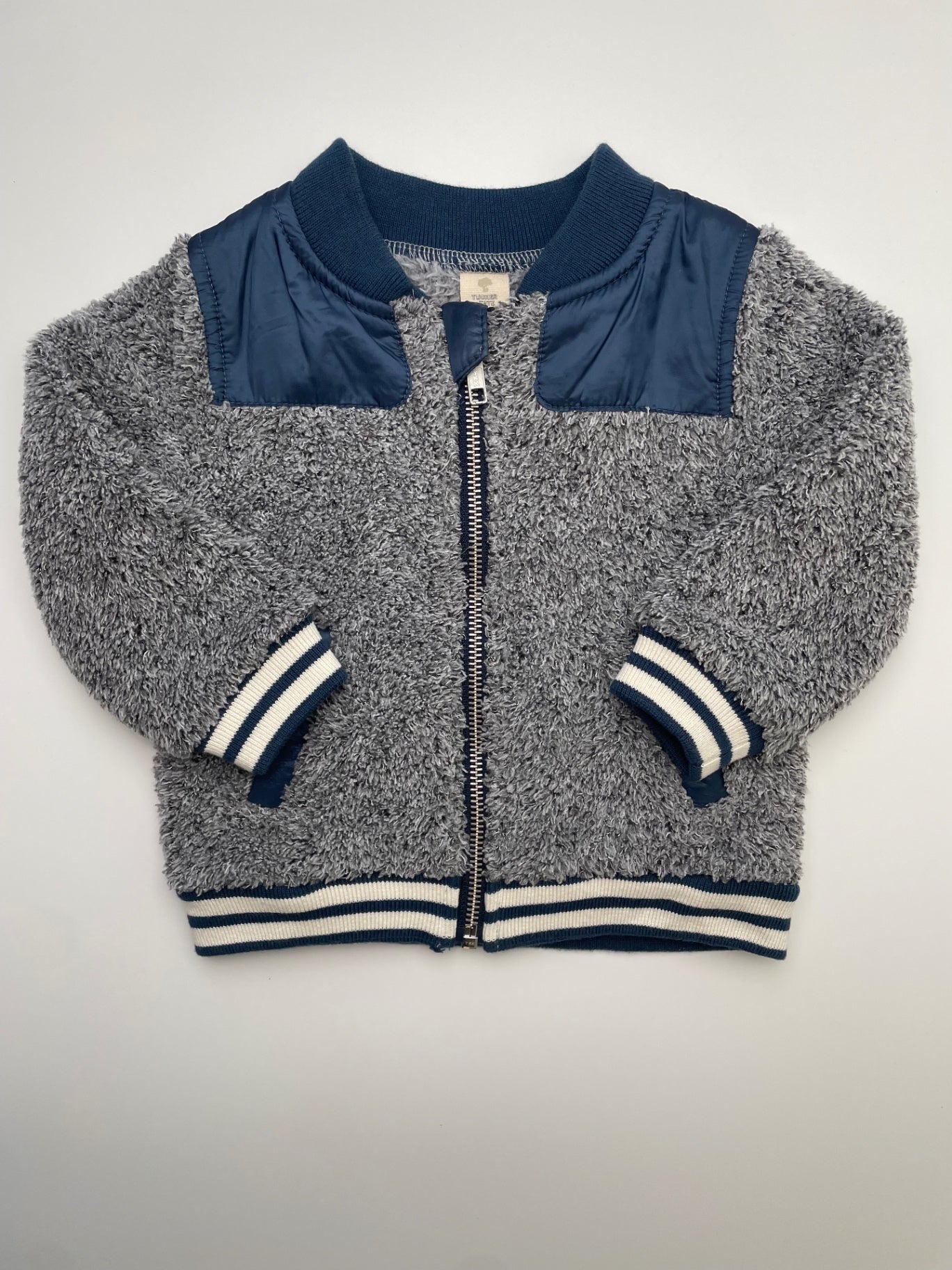 Tucker + Tate Jacket - Gray Sherpa Full Zip | size 12 Months