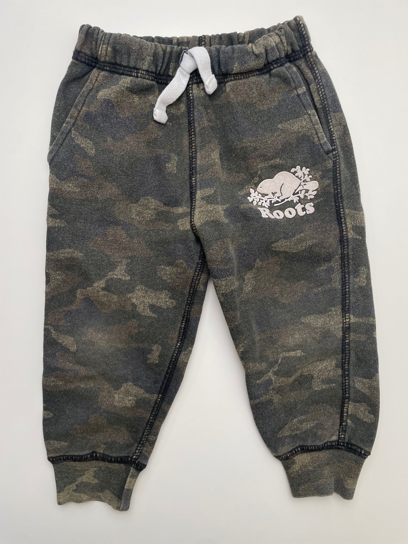 Roots Kids Sweatpants - Green Camouflage Jogger | size 2T