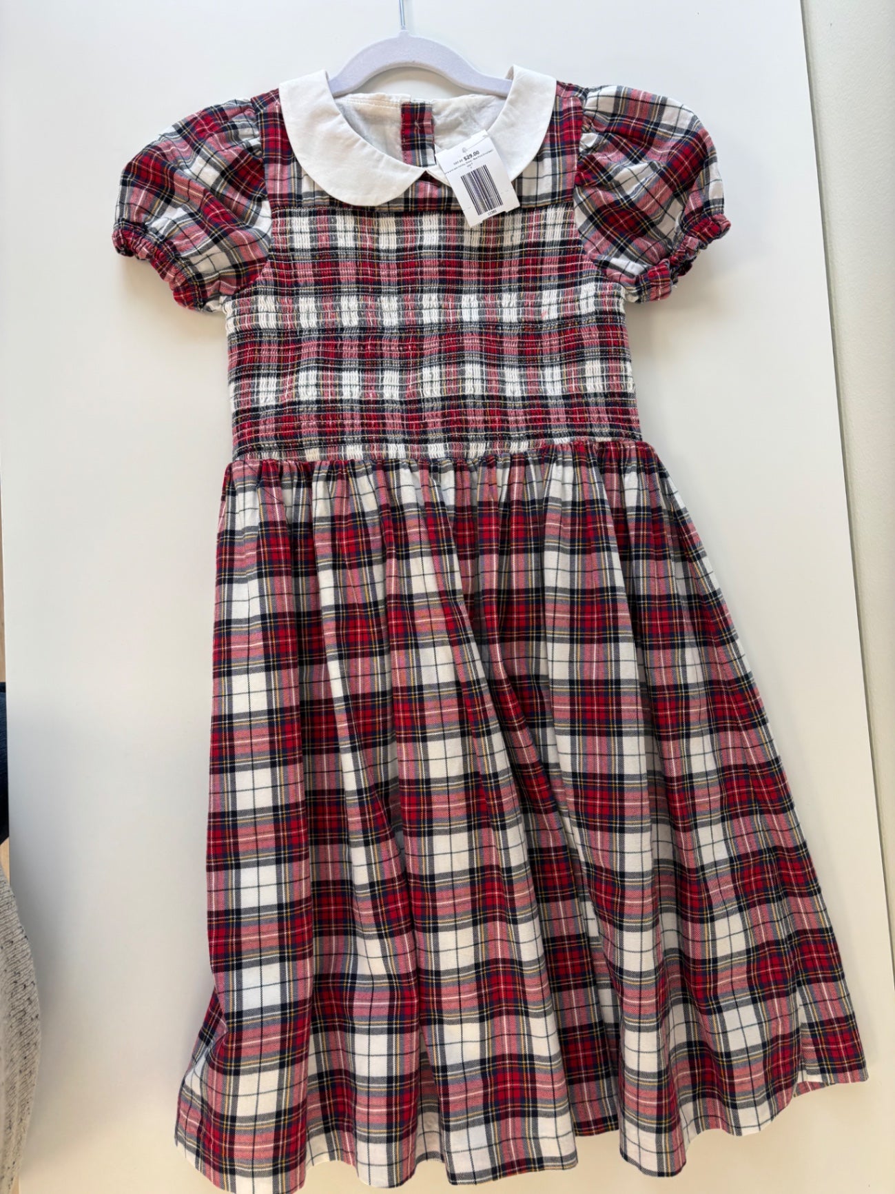 Janie and Jack Holiday Dress - Red Plaid Smocked | size 7