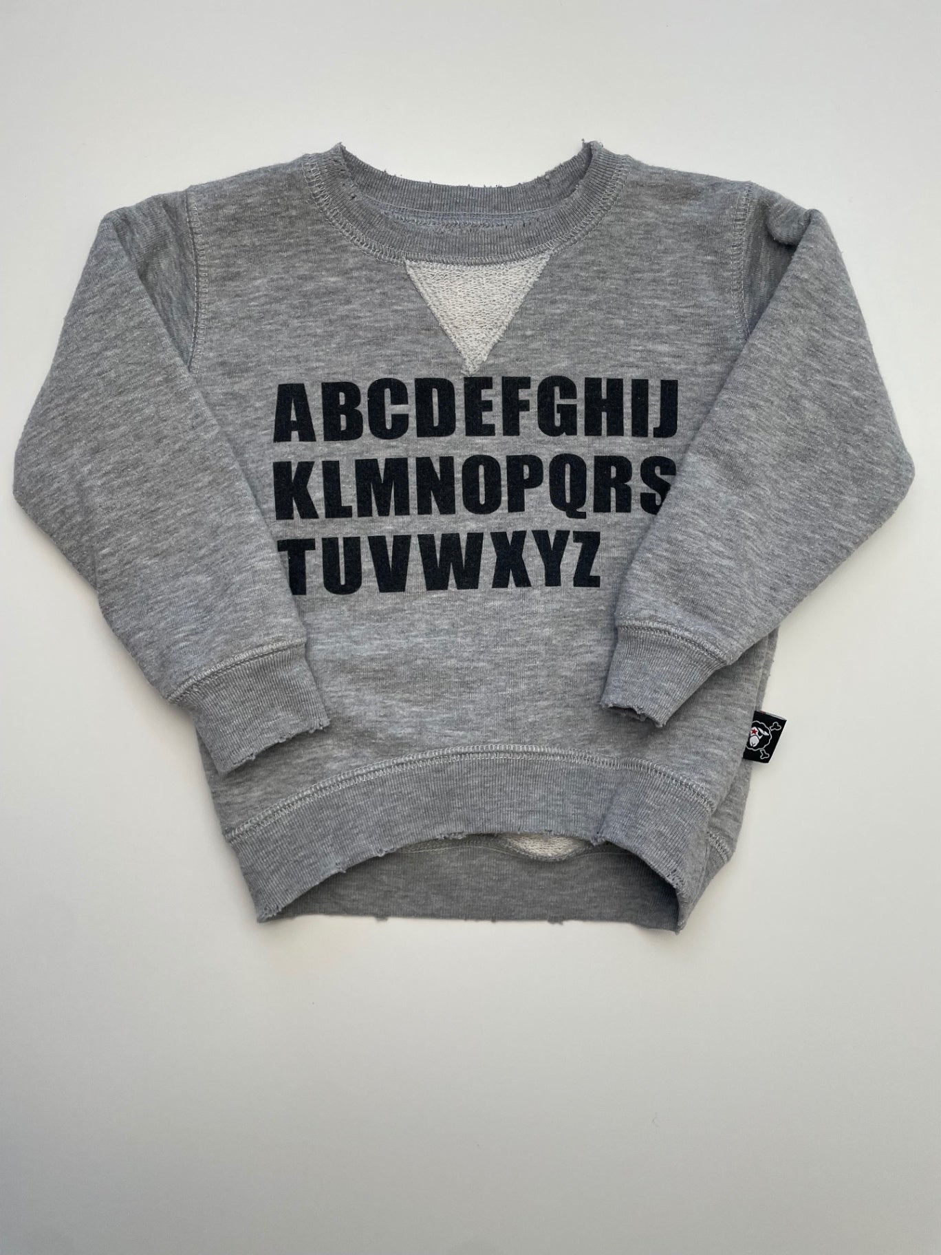 Nununu Sweatshirt - Gray Alphabet Graphic | size 12 - 18 Months