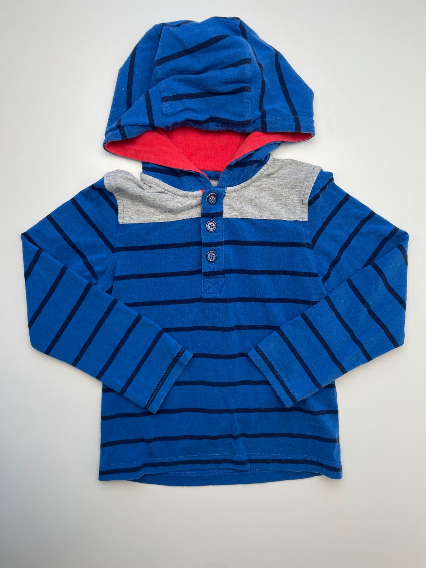 EGG New York Long Sleeve T-Shirt - Blue Striped w/ Hood | size 3T