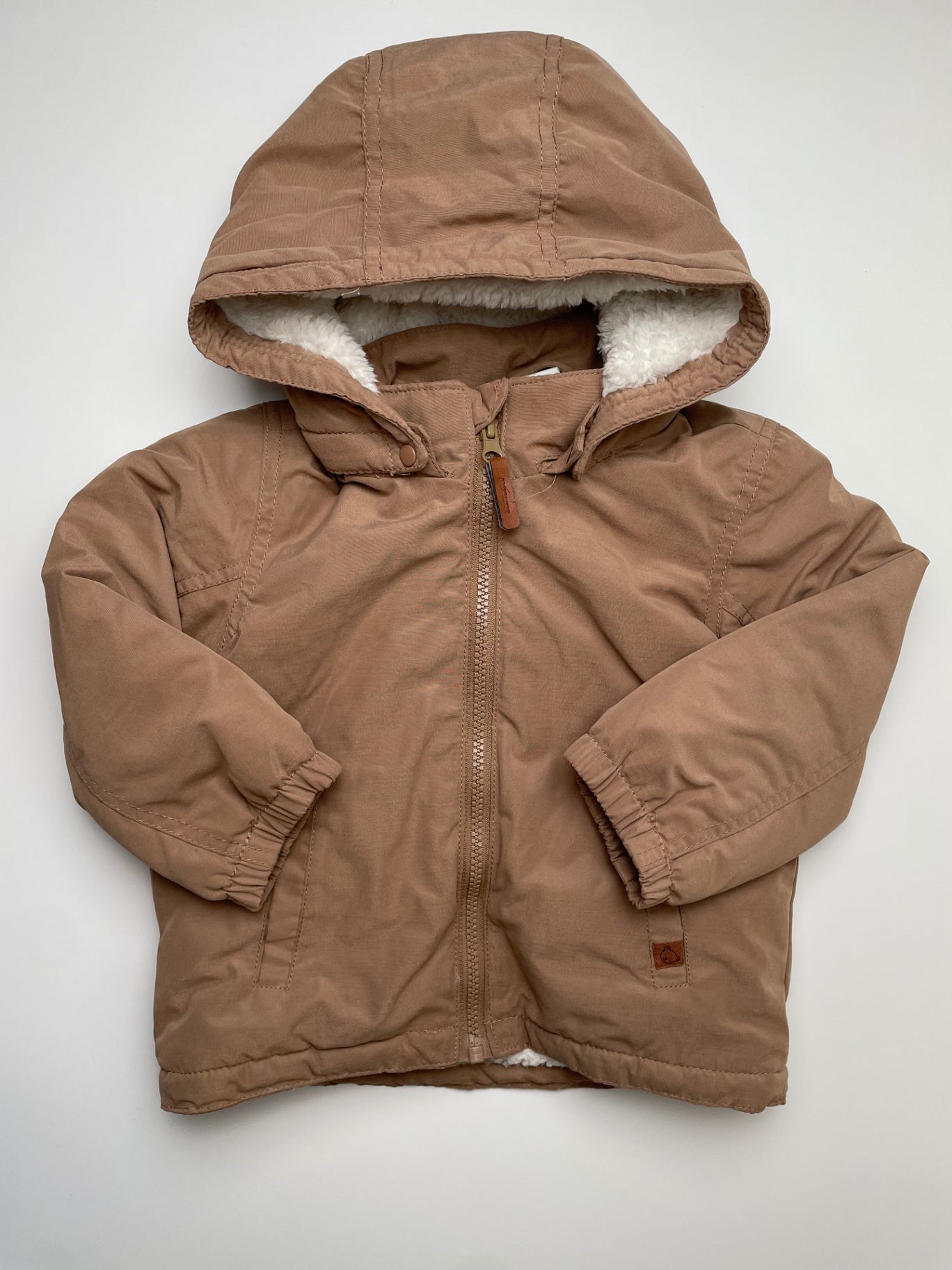 H&M Coat - Tan Fur Lined w/ Detachable Hood | size 2T