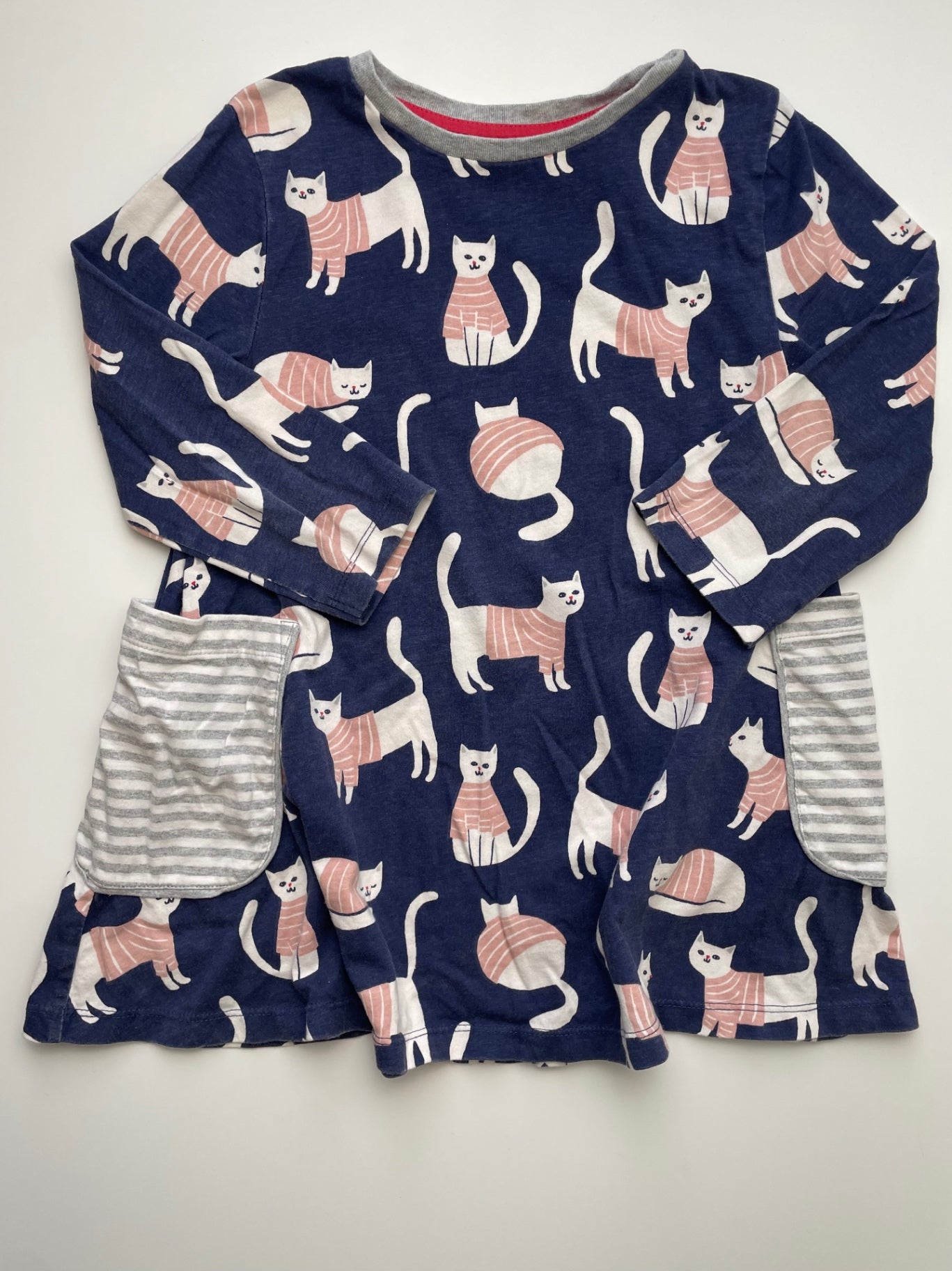 Mini Boden Dress - Navy Blue Cats Wearing Shirts | size 7/8