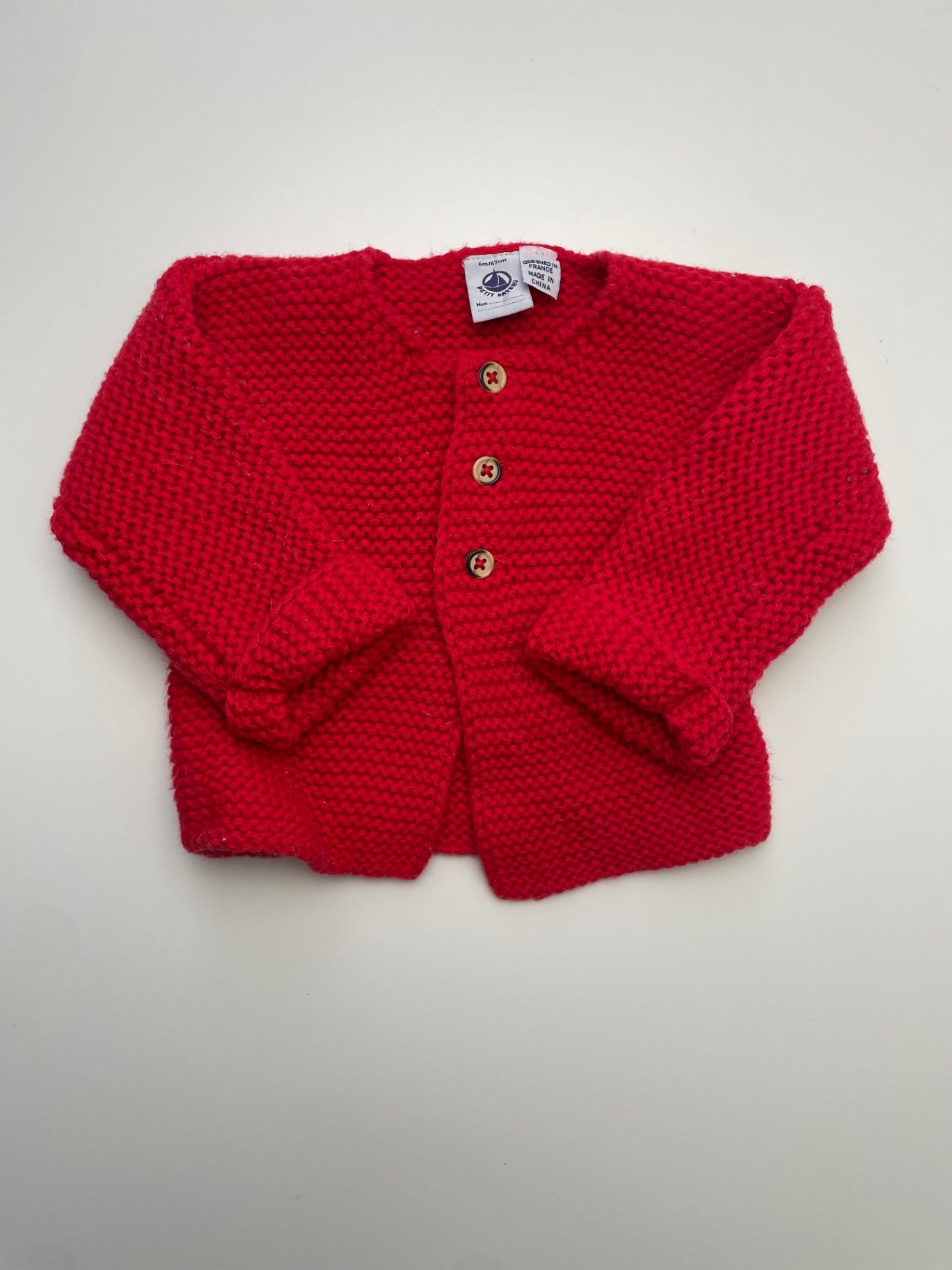 Petit Bateau Sweater - Red Cardigan | size 6 Months