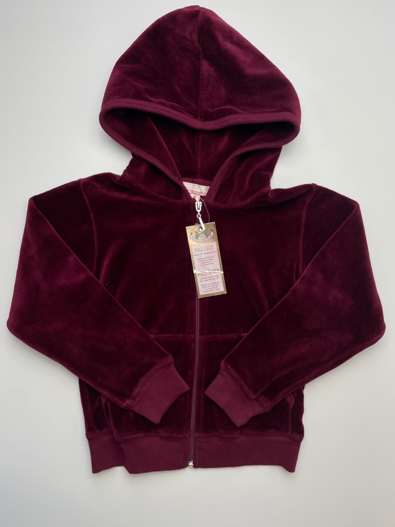 Juicy Couture Baby Sweatshirt - Red Velour Zip Up w/ Hood | size 6