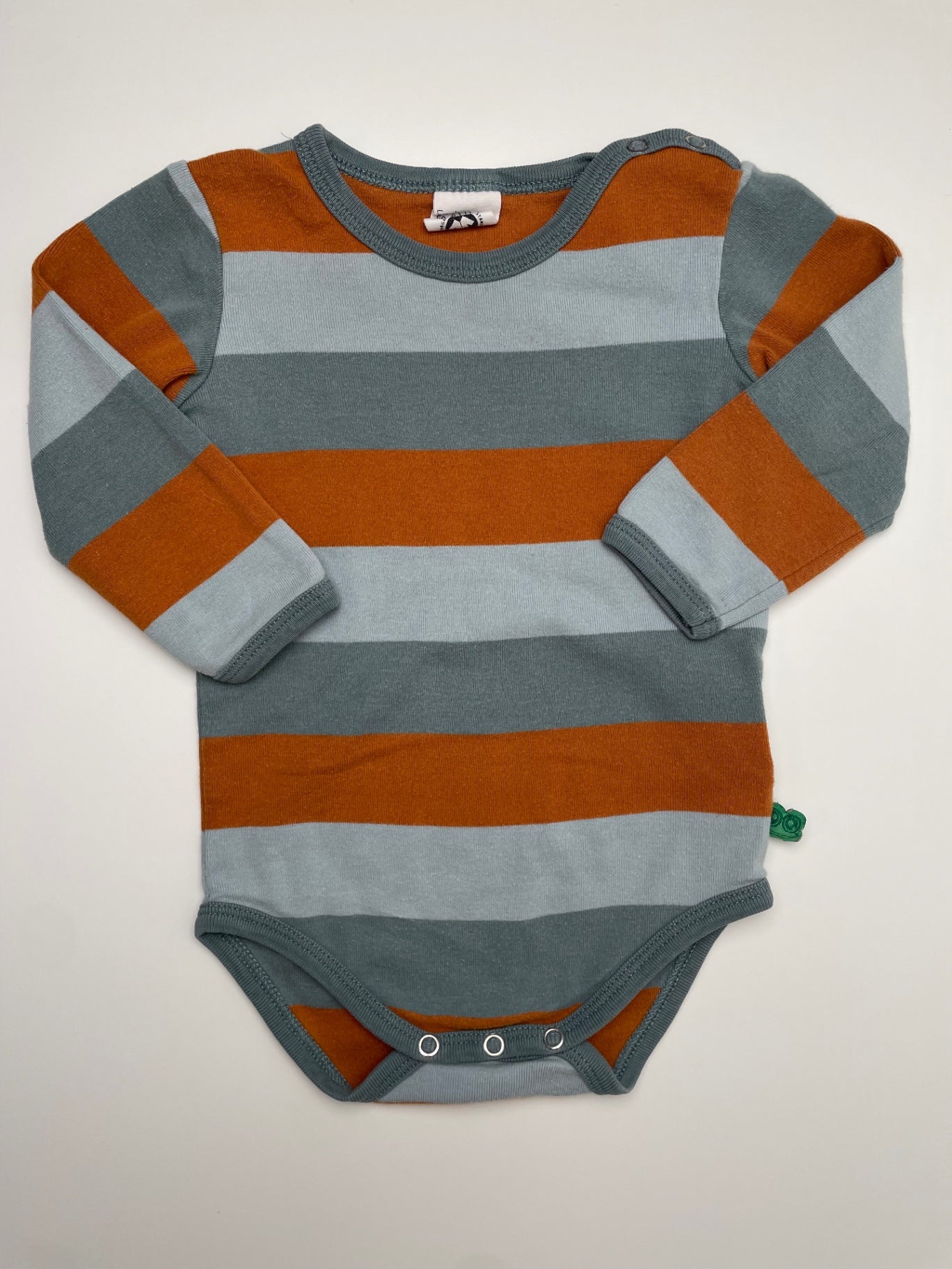 Fred's World by Green Cotton Onesie - Blue Striped 100% Organic Cotton | size 6 - 9 Months