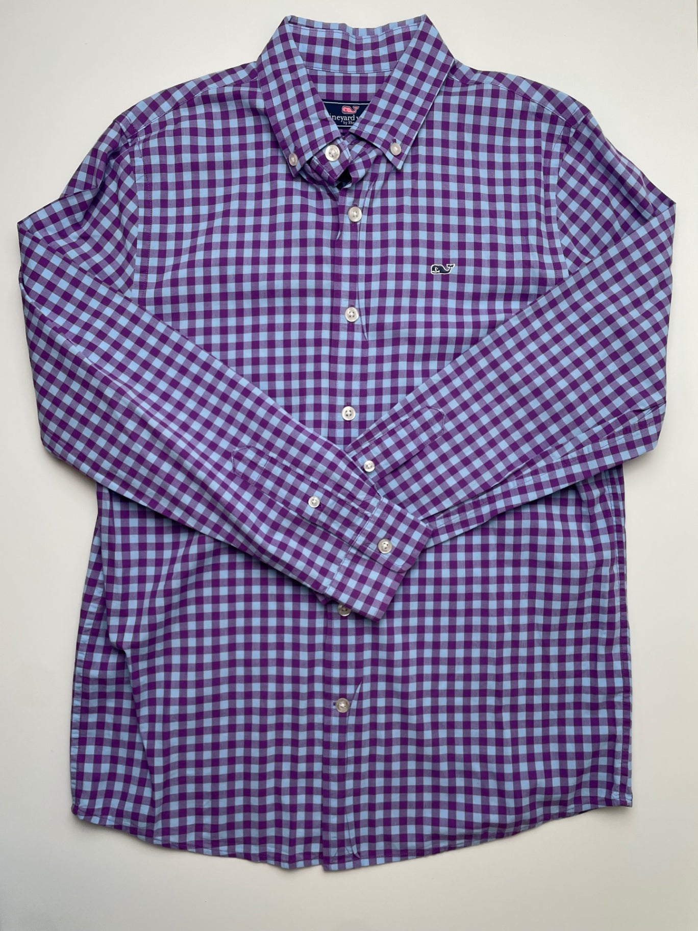Vineyard Vines Shirt - Purple Gingham Button Down | size 12/14
