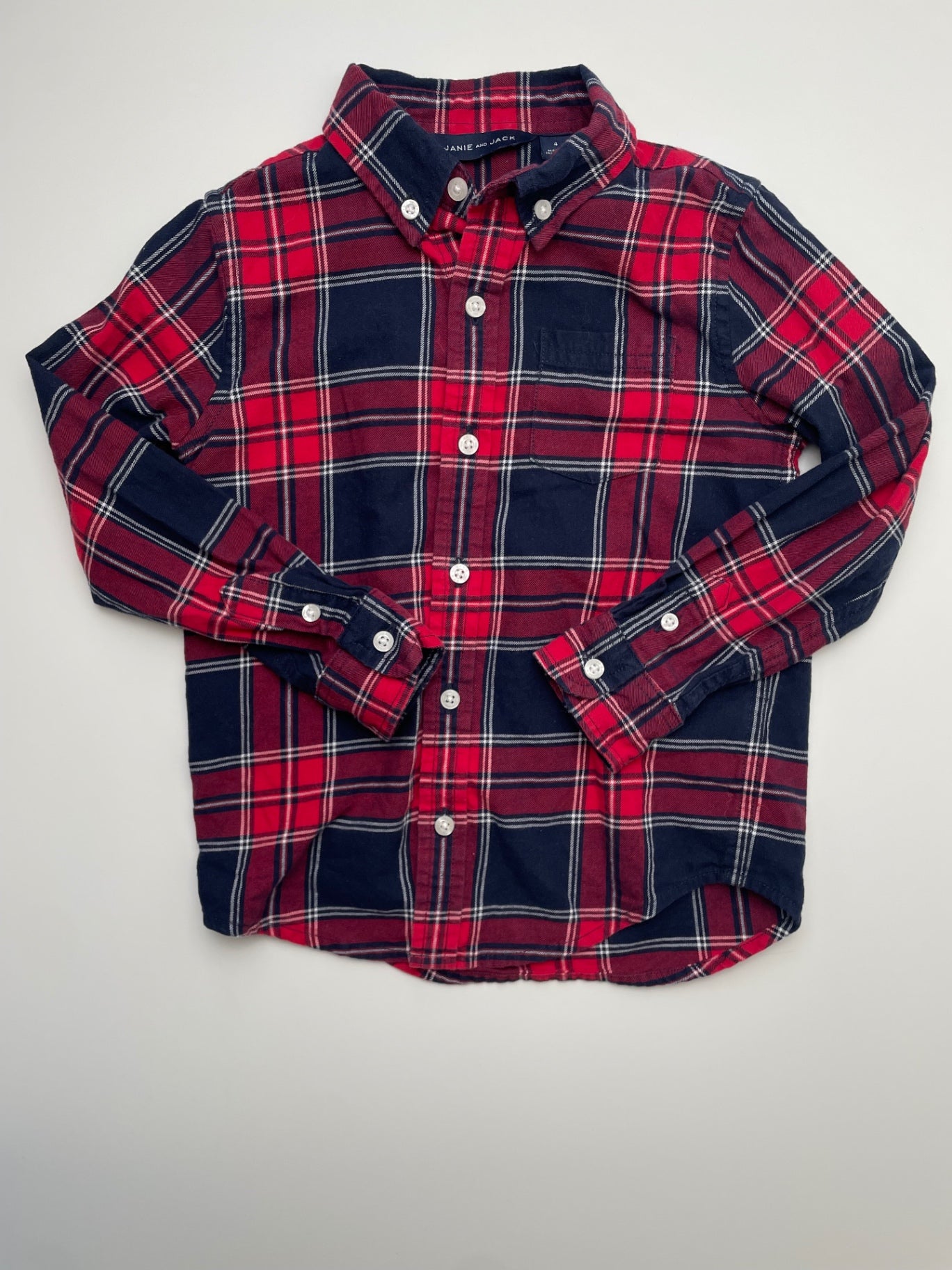 Janie and Jack Shirt - Red Plaid Button Down | size 4T
