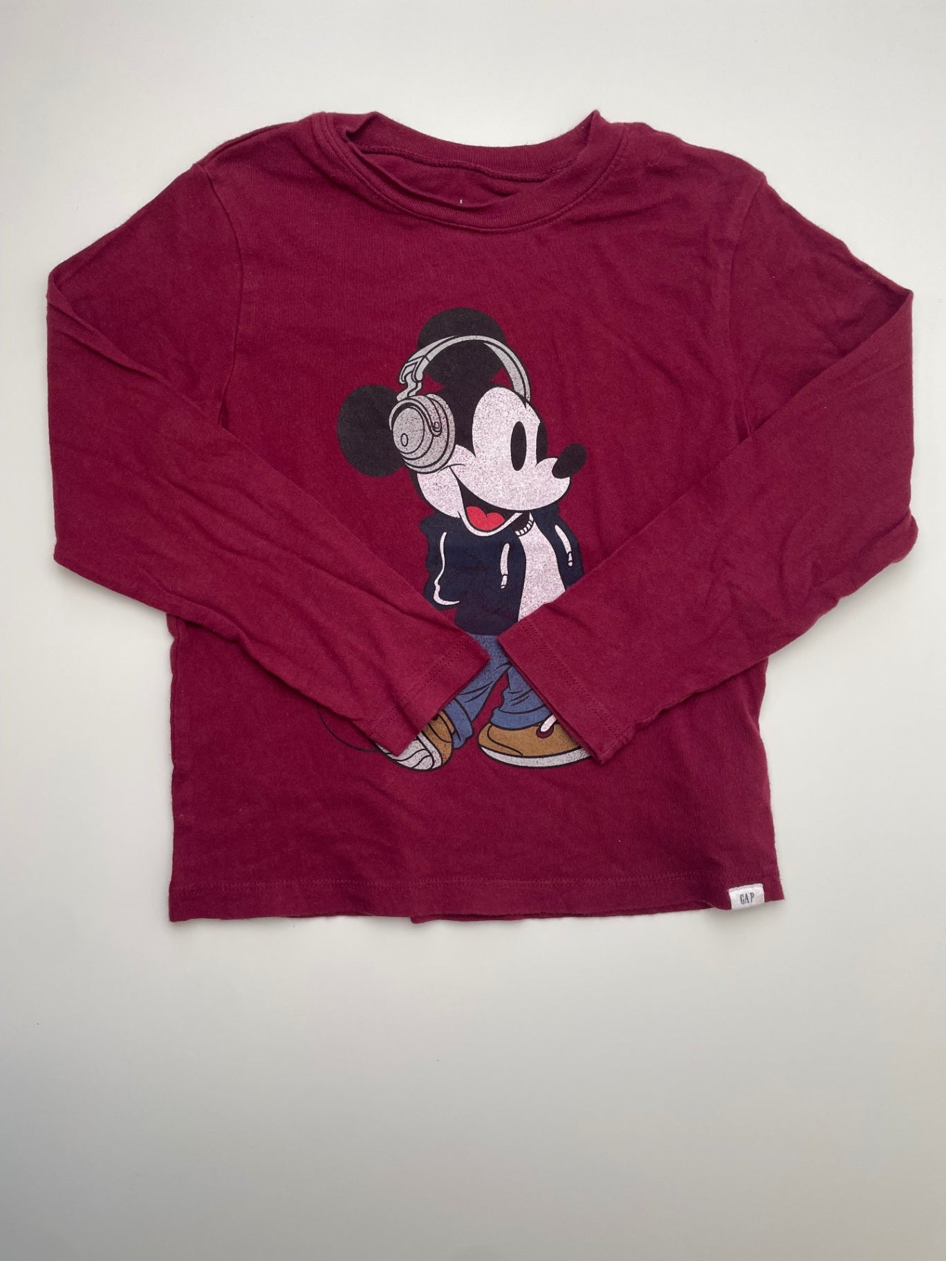 Baby Gap Long Sleeve T-Shirt - Red Mickey Mouse Headphones | size 5T